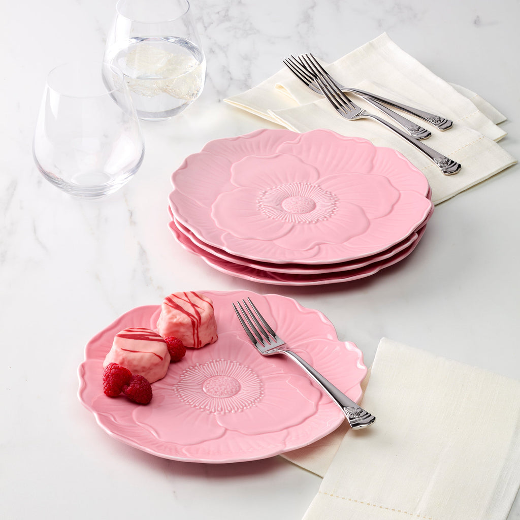 Thekbunny Butterfly Meadow Floral Pink Accent Plates - Set of 4