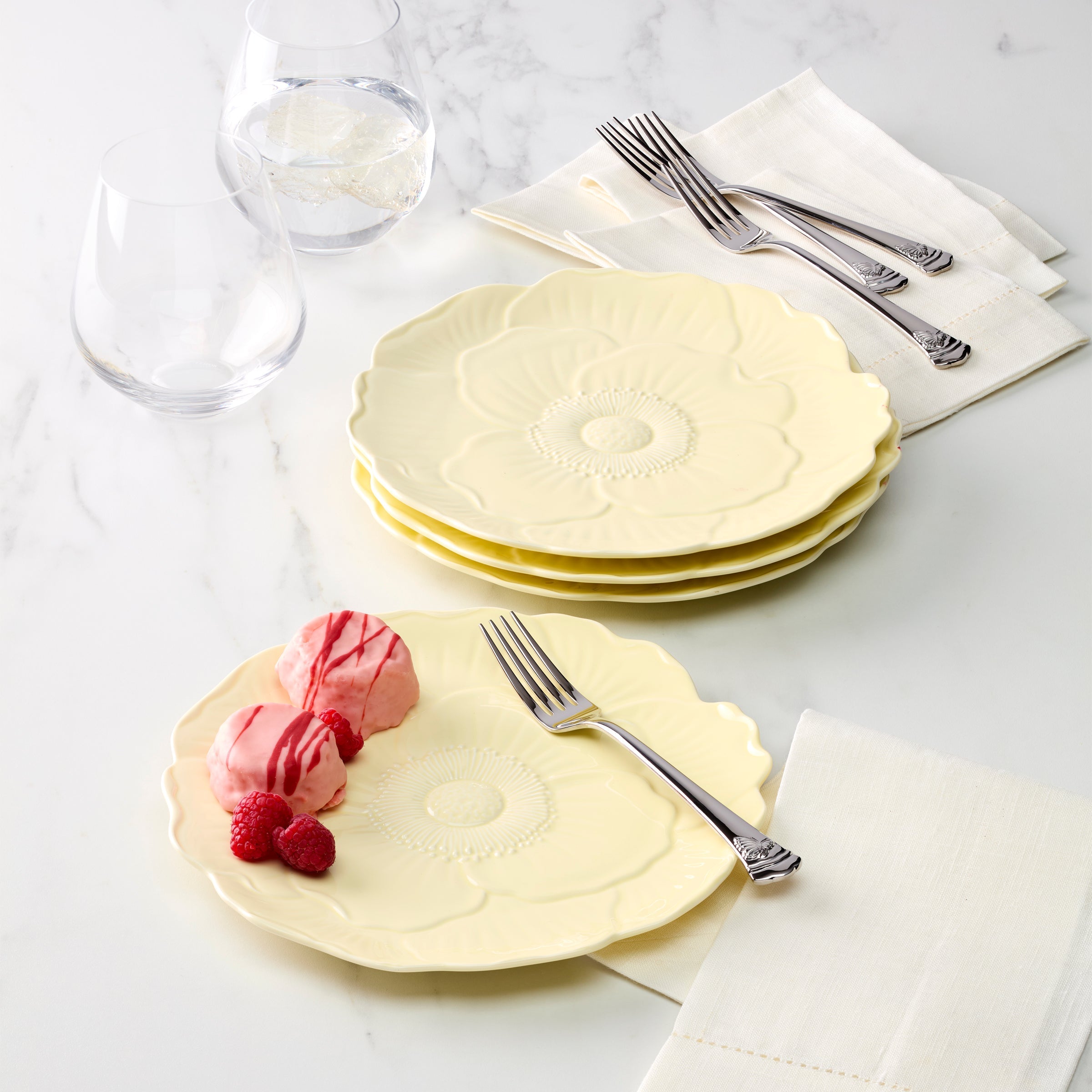 Thekbunny Butterfly Meadow Floral Yellow Accent Plates - Set of 4