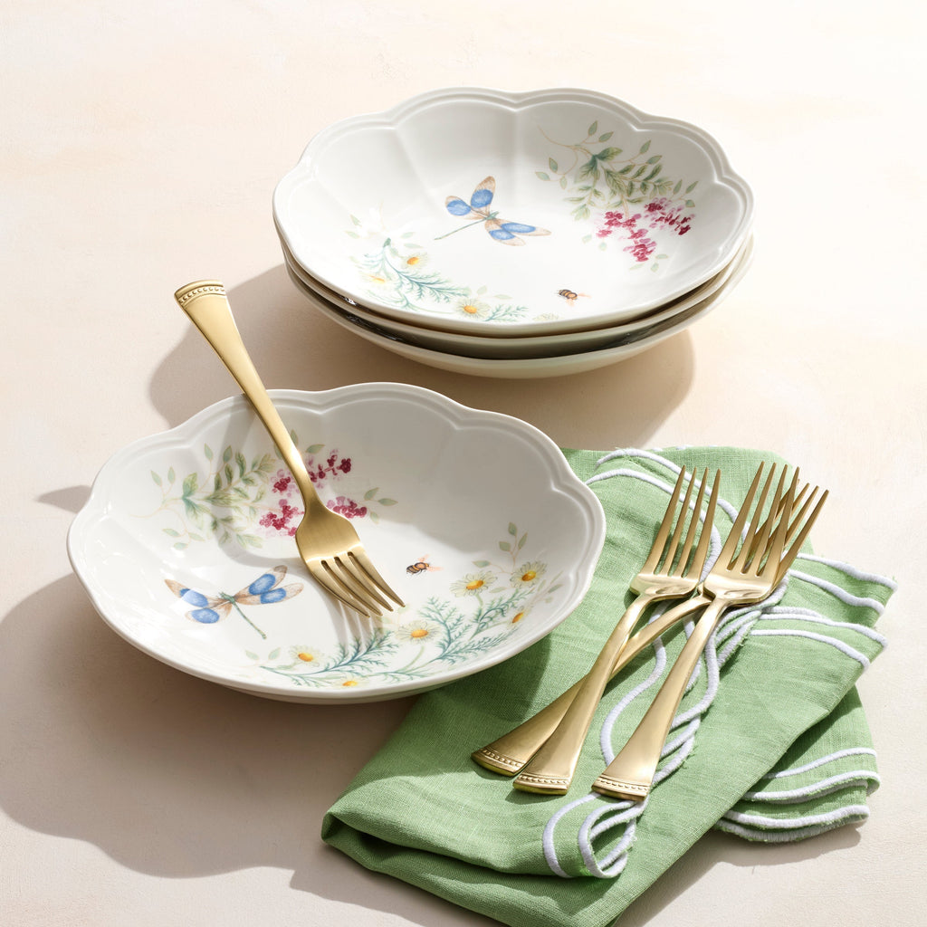 Thekbunny Butterfly Meadow Herbs Pasta Bowls - Set of 4