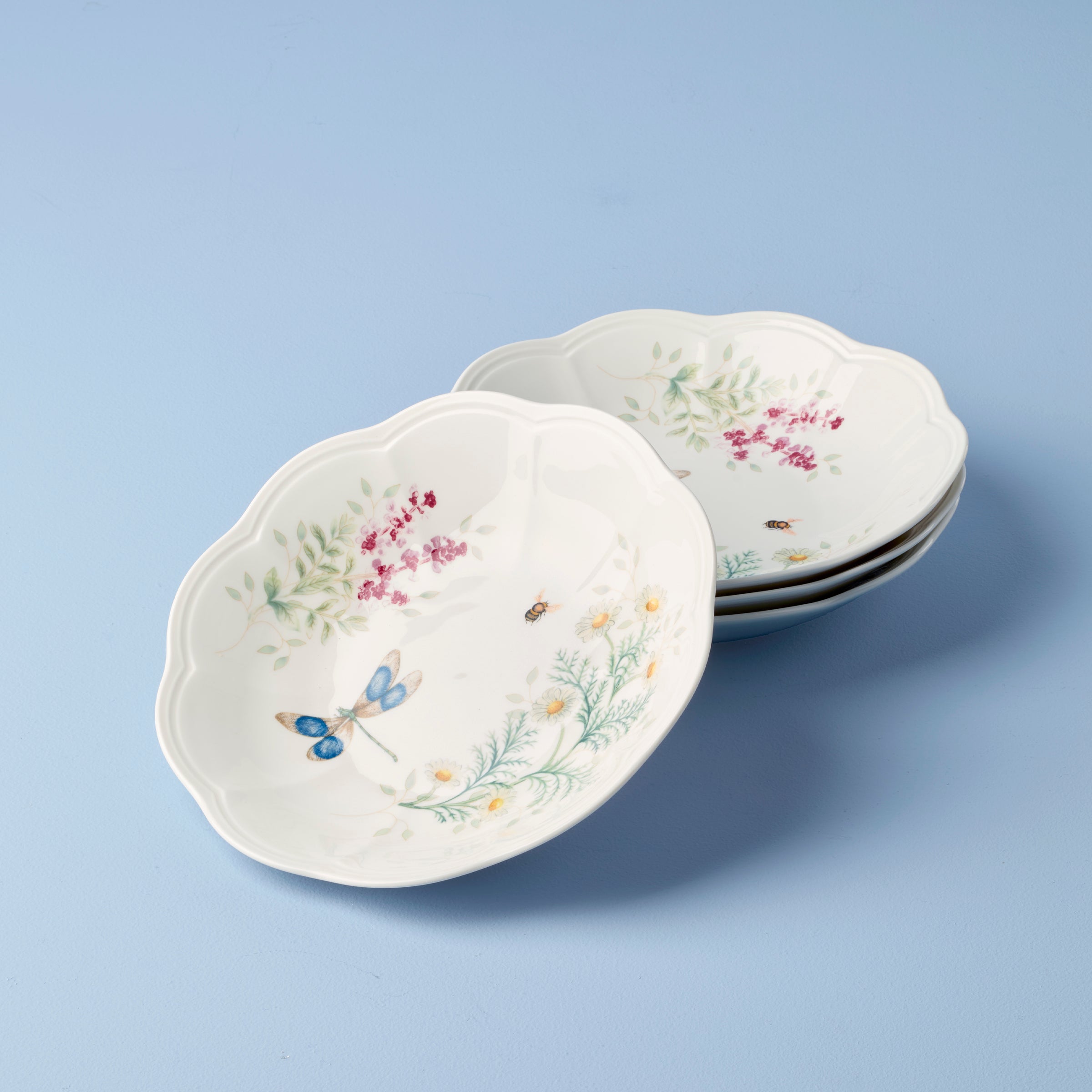 Thekbunny Butterfly Meadow Herbs Pasta Bowls - Set of 4