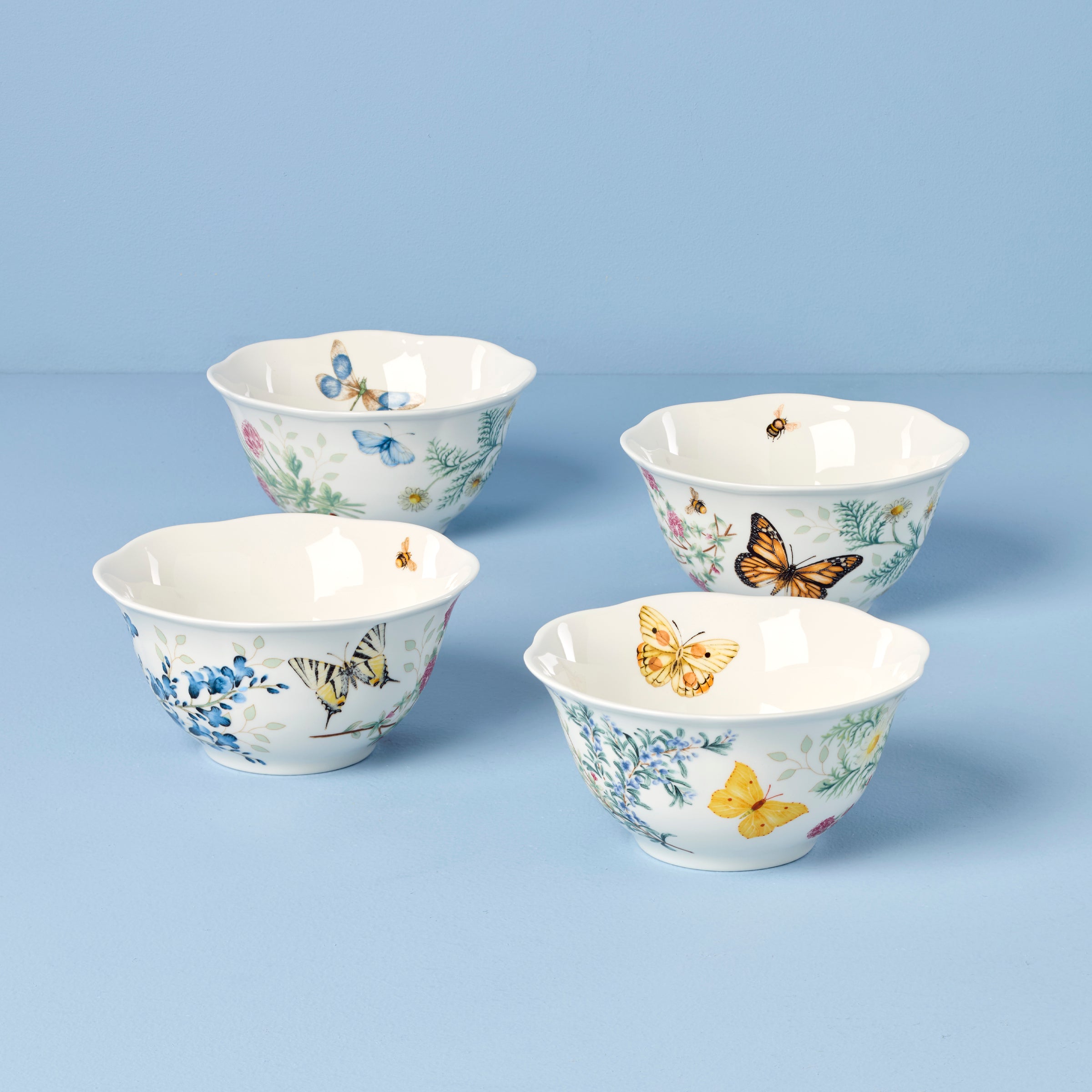 Thekbunny Butterfly Meadow Herbs Rice Bowls - Set of 4
