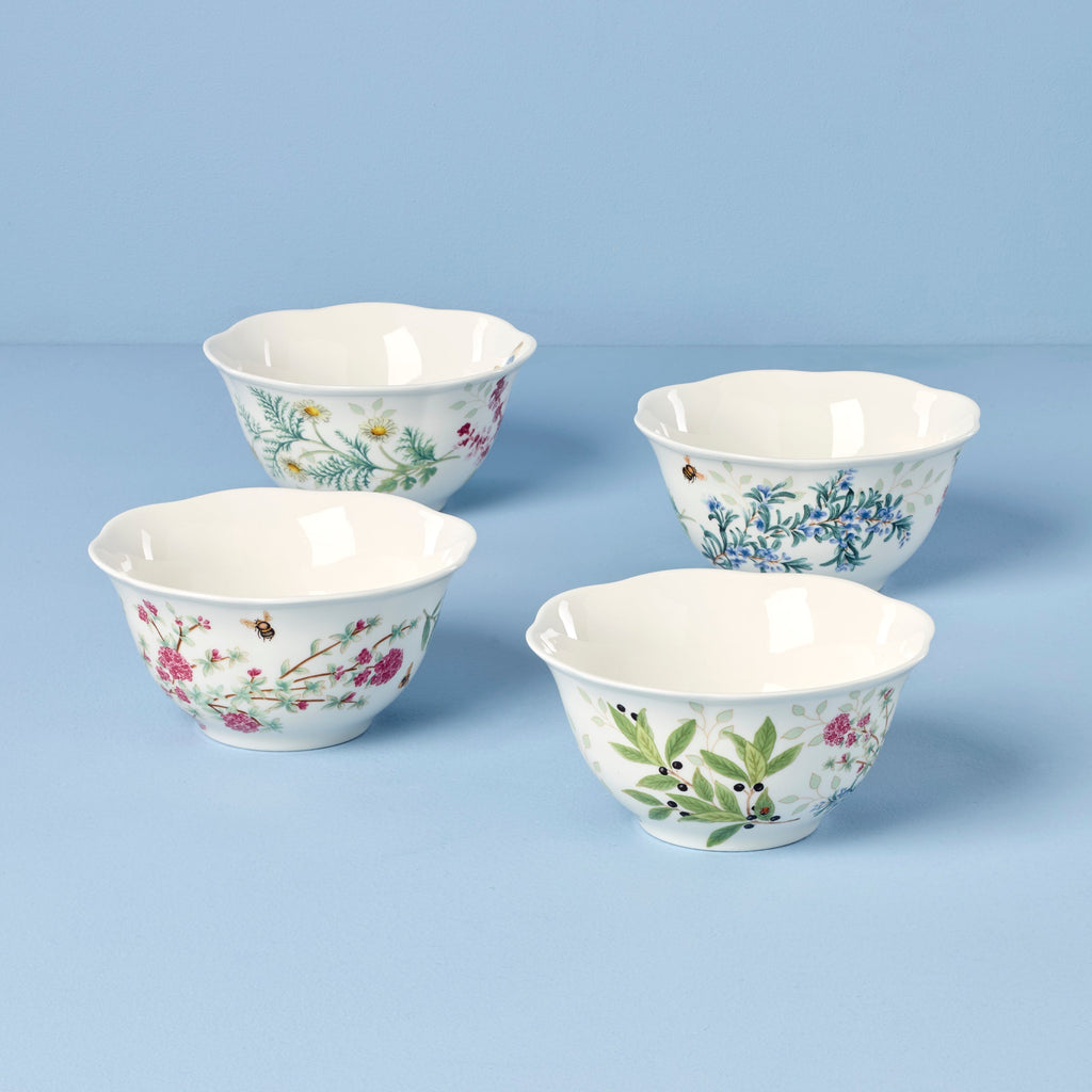 Thekbunny Butterfly Meadow Herbs Rice Bowls - Set of 4