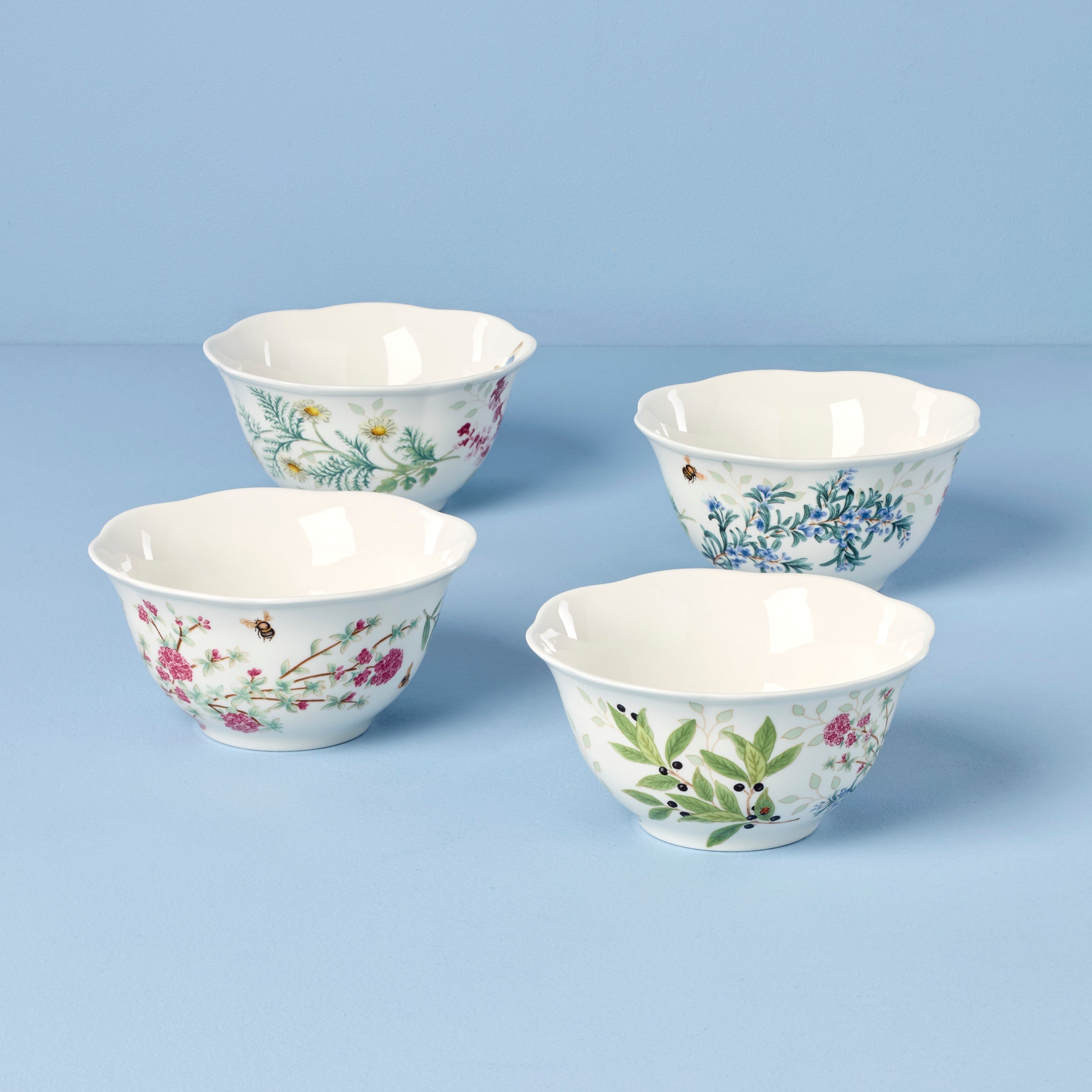 Thekbunny Butterfly Meadow Herbs Rice Bowls - Set of 4