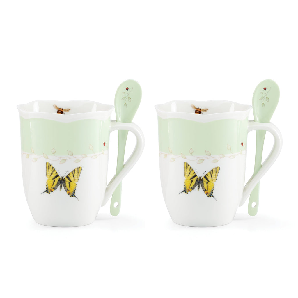 Thekbunny  Butterfly Meadow Color Mugs With Spoons - Set of 8