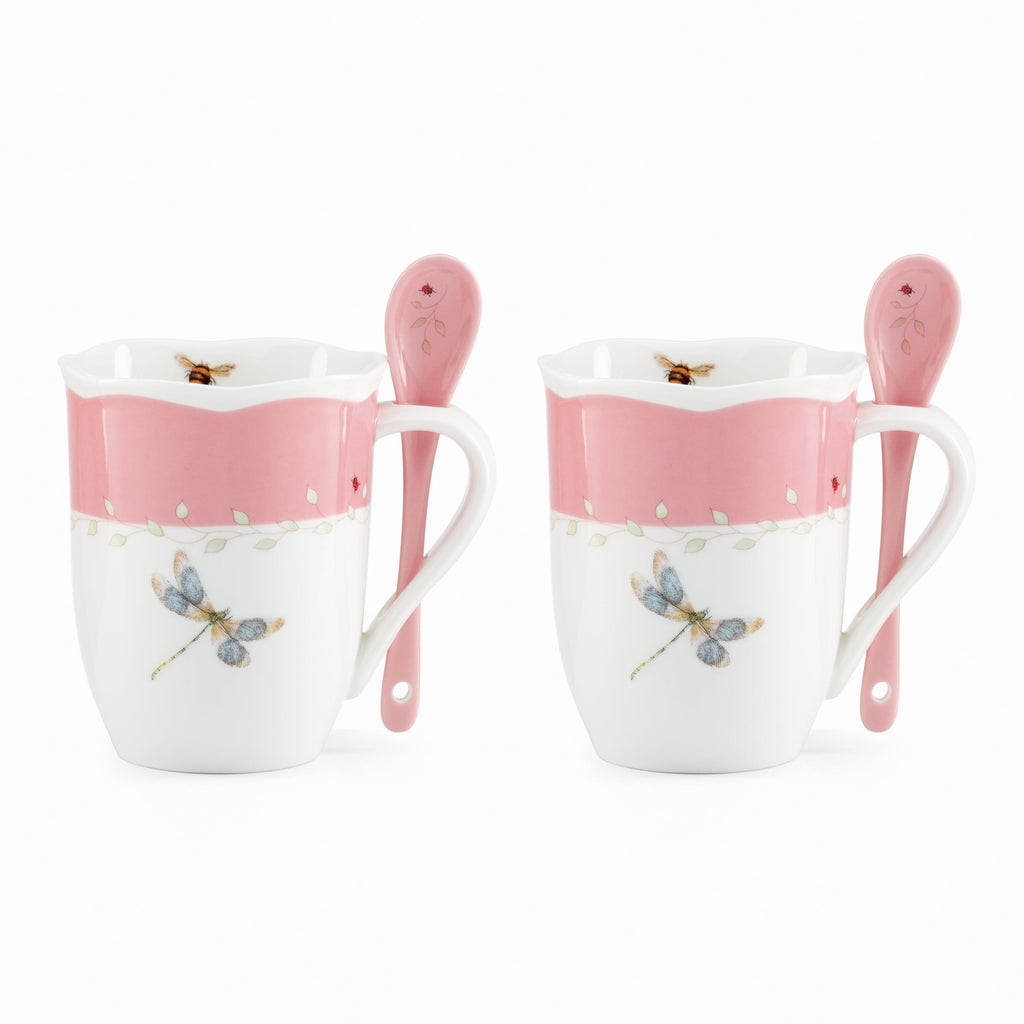 Thekbunny  Butterfly Meadow Color Mugs With Spoons - Set of 8