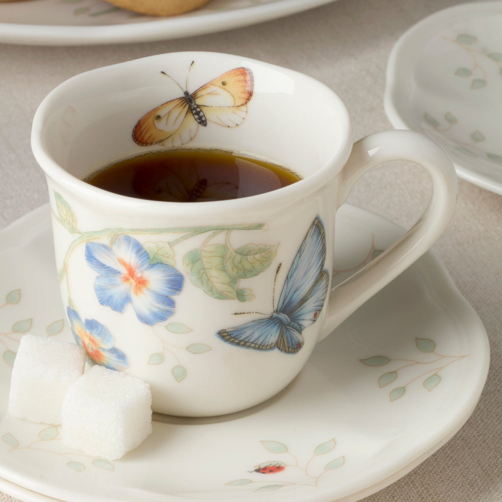 Thekbunny  Butterfly Meadow Espresso Cup & Saucers - Set of 4