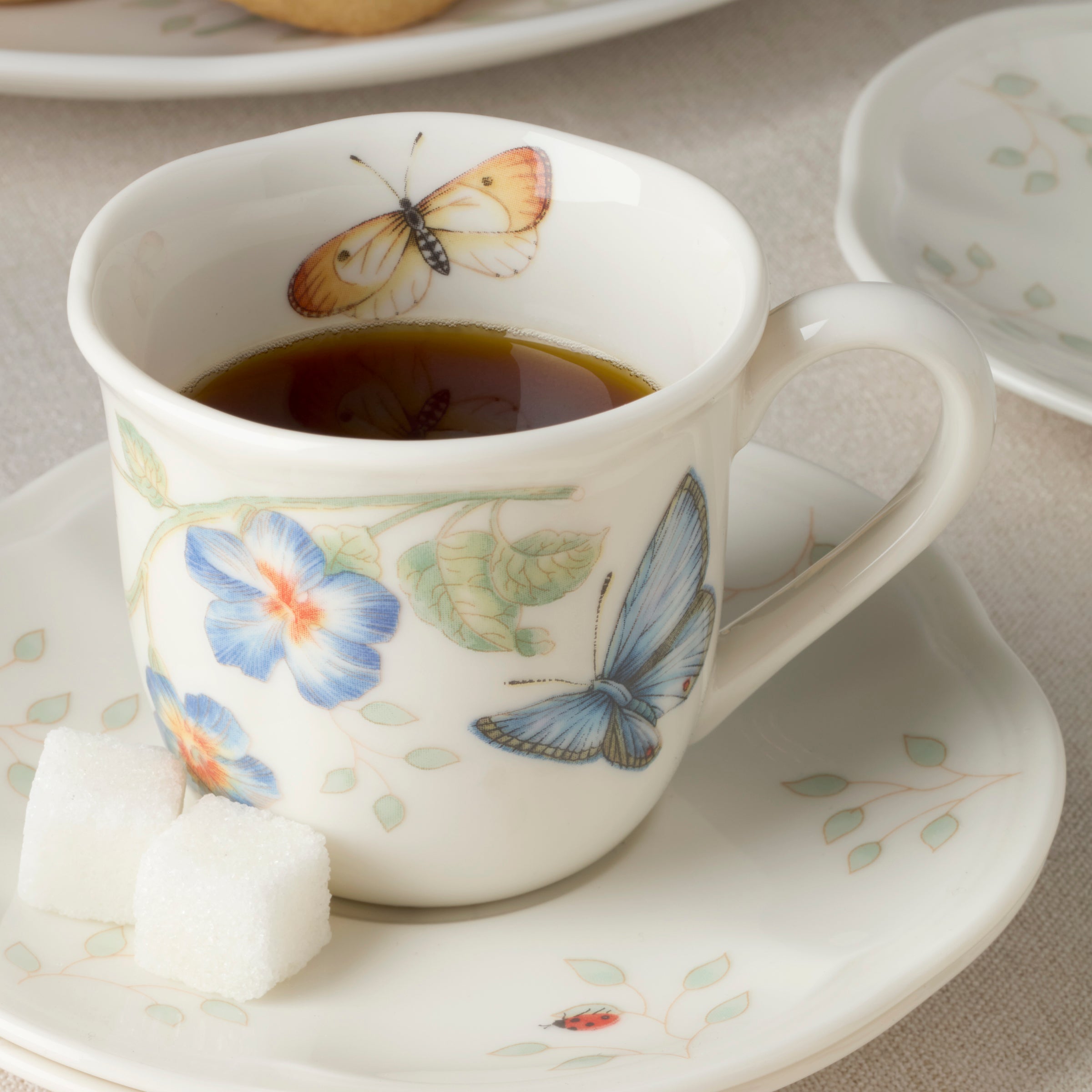 Thekbunny  Butterfly Meadow Espresso Cup & Saucers - Set of 4