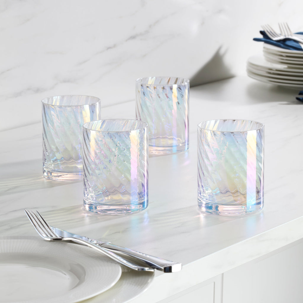 Thekbunny Tuscany Classics Iridescent Double Old Fashion Glasses - Set