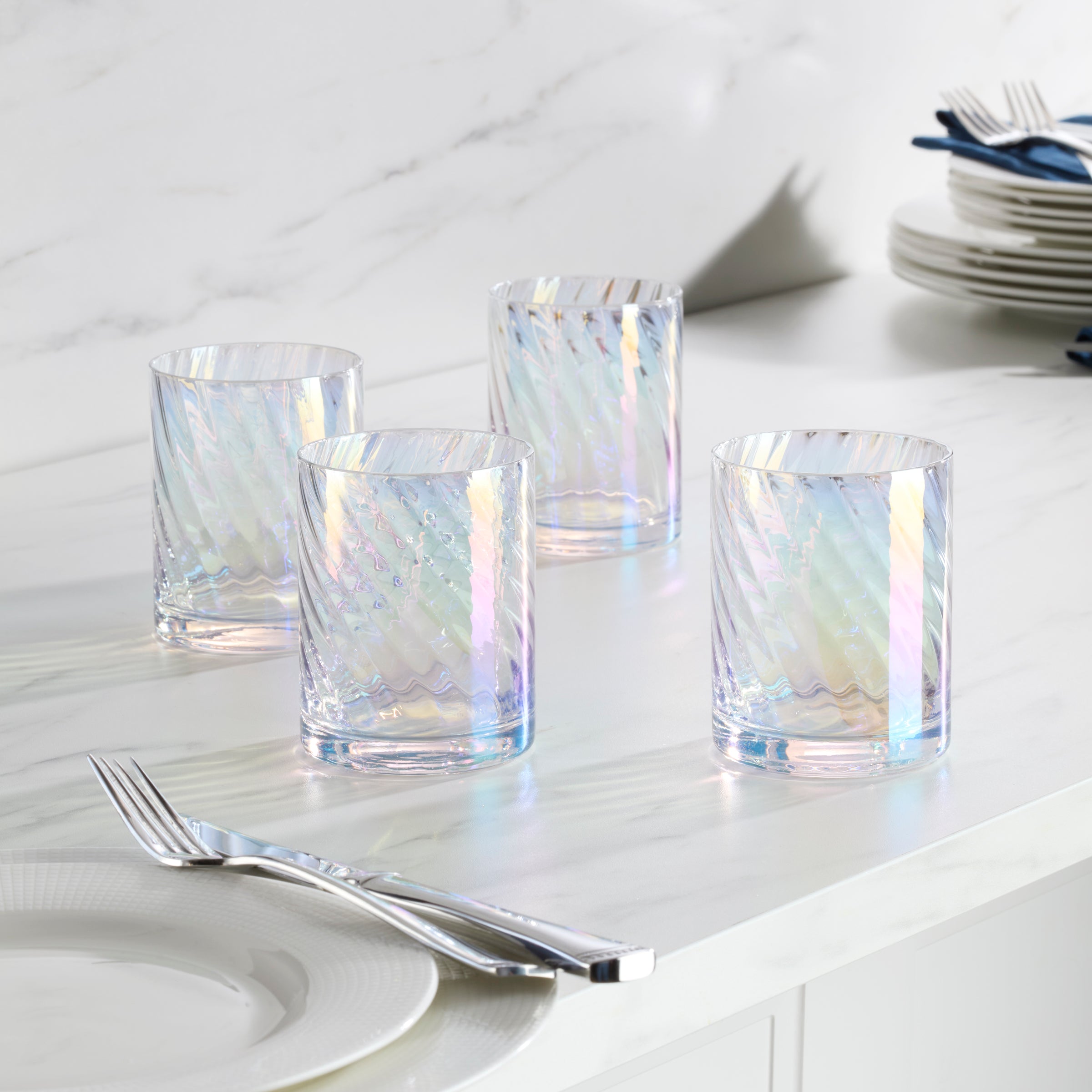 Thekbunny Tuscany Classics Iridescent Double Old Fashion Glasses - Set