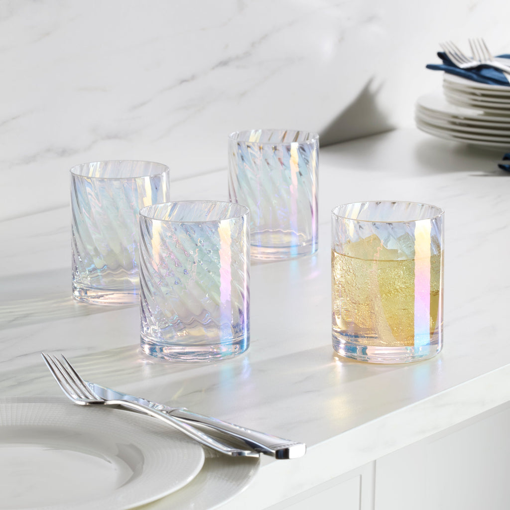 Thekbunny Tuscany Classics Iridescent Double Old Fashion Glasses - Set
