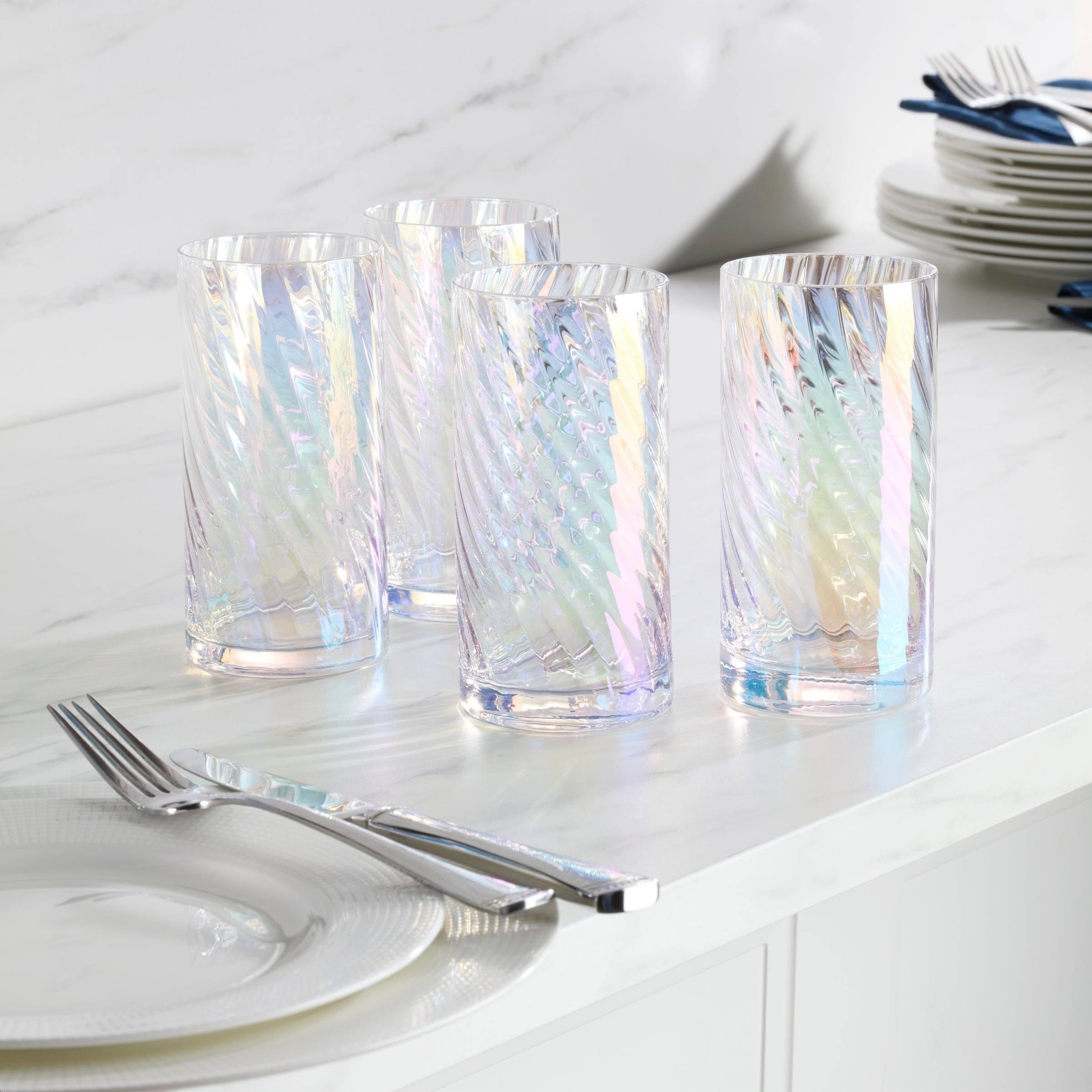 Thekbunny Tuscany Classics Iridescent Highball Glasses - Set Of 4