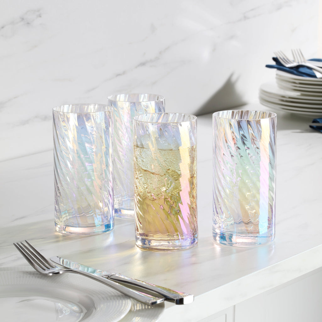 Thekbunny Tuscany Classics Iridescent Highball Glasses - Set Of 4