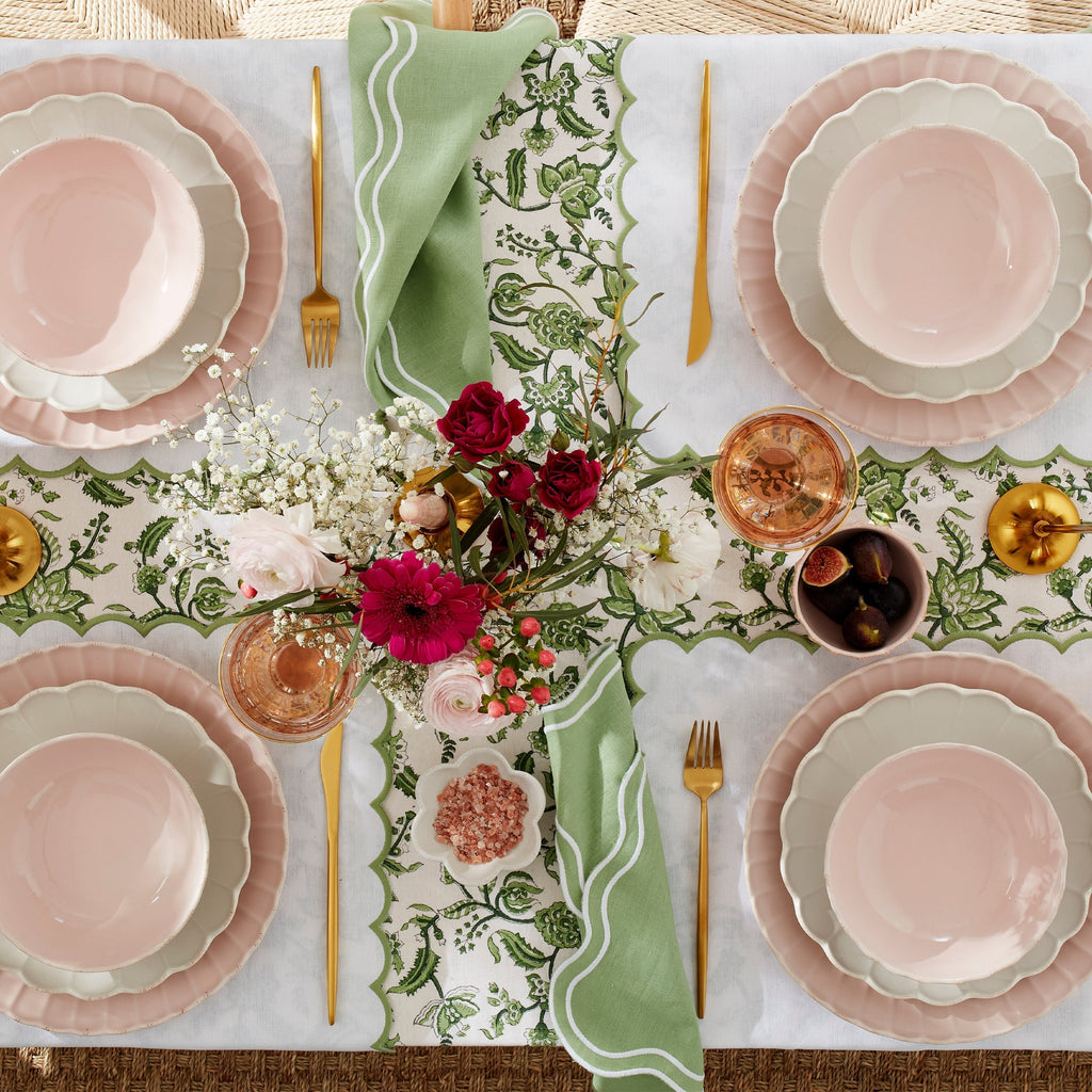 Thekbunny French Perle Scallop Blush 12-Piece Dinnerware Set