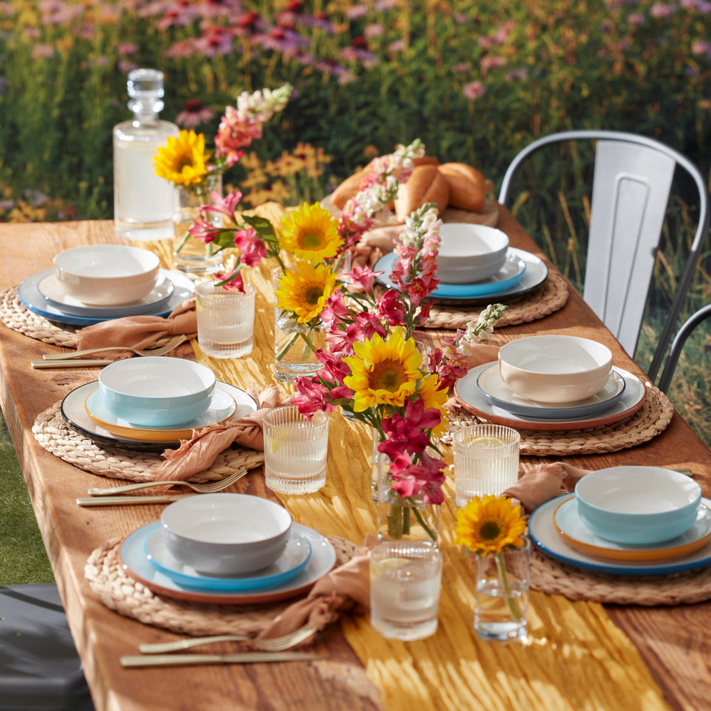 Thekbunny 24 Seven Colors Turquoise 12-Piece Dinnerware Set