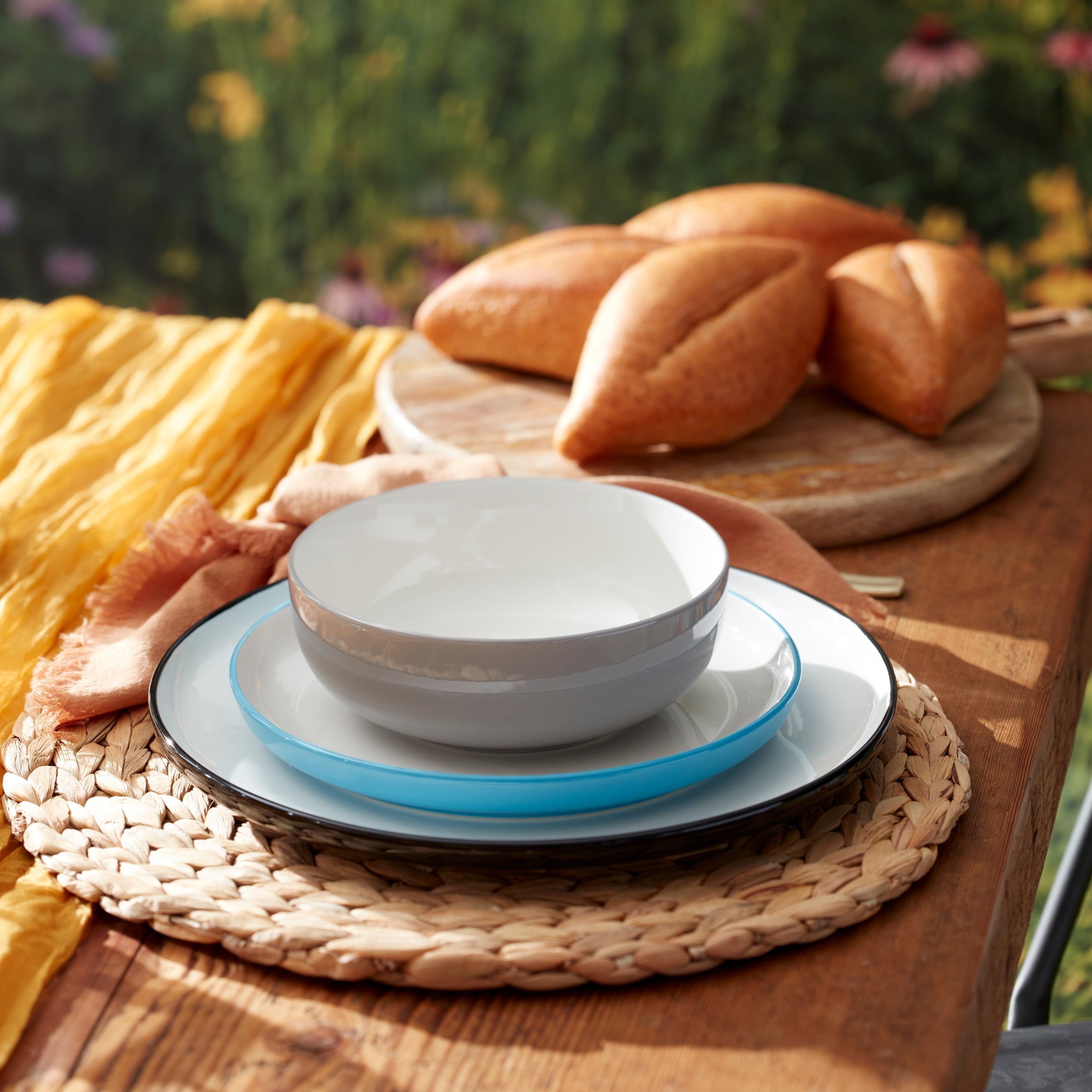 Thekbunny 24 Seven Colors Turquoise 12-Piece Dinnerware Set
