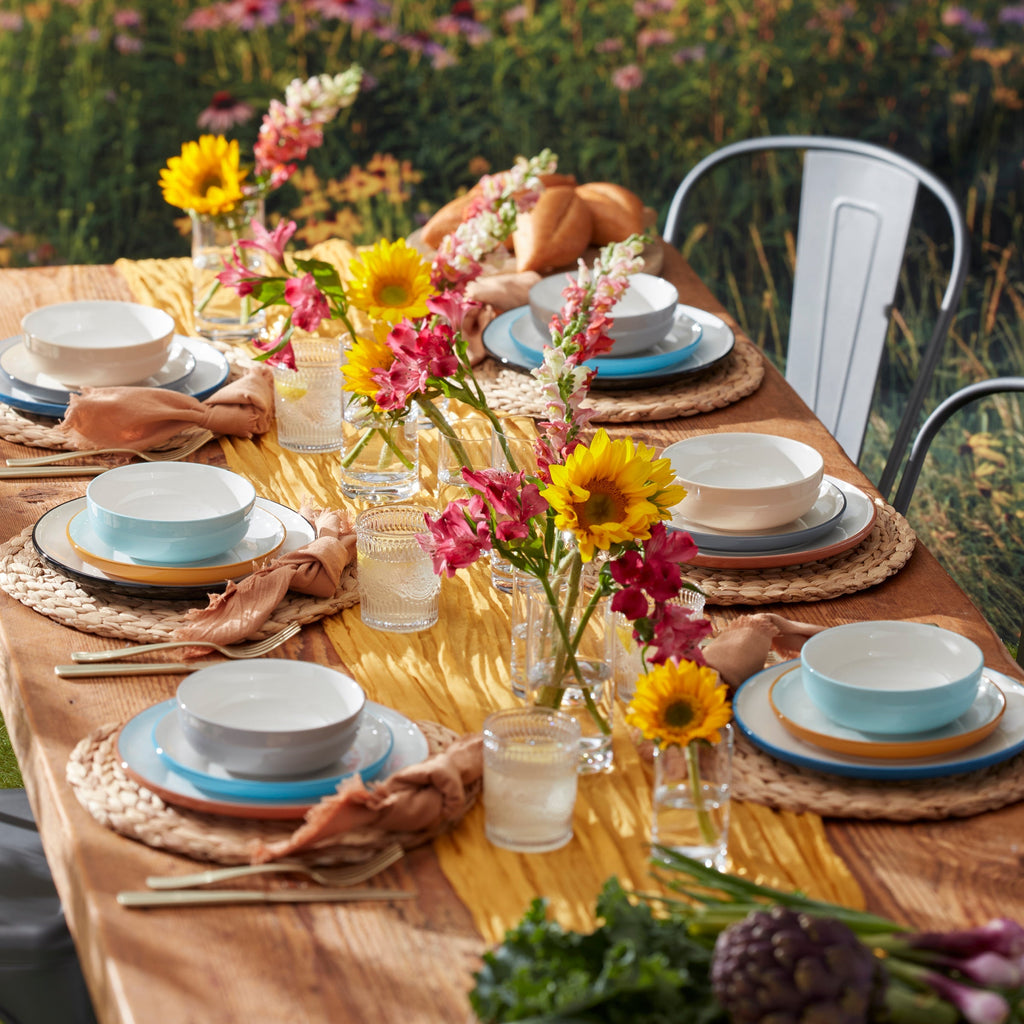 Thekbunny 24 Seven Colors Sunbaked 12-Piece Dinnerware Set