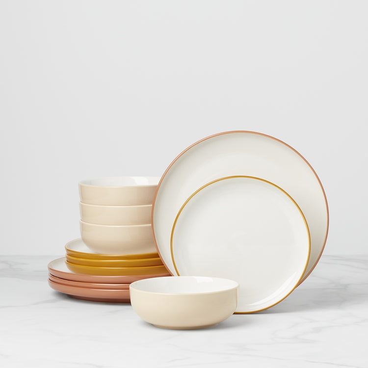 Thekbunny 24 Seven Colors Sunbaked 12-Piece Dinnerware Set