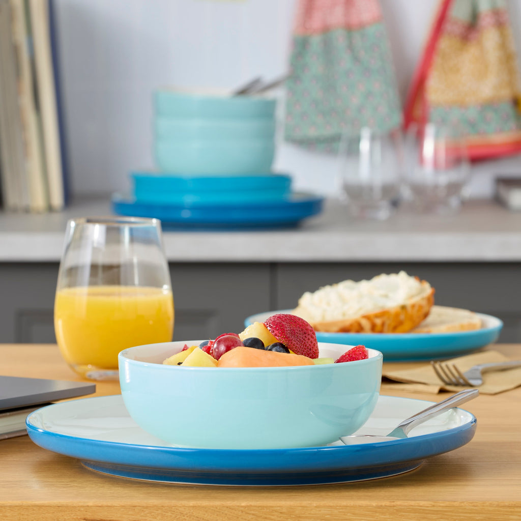 Thekbunny 24 Seven Colors Turquoise 12-Piece Dinnerware Set