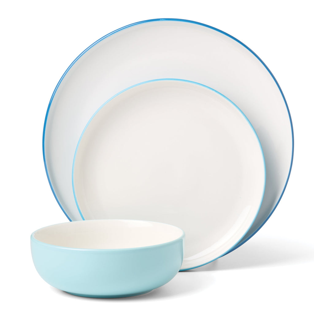 Thekbunny 24 Seven Colors Turquoise 12-Piece Dinnerware Set