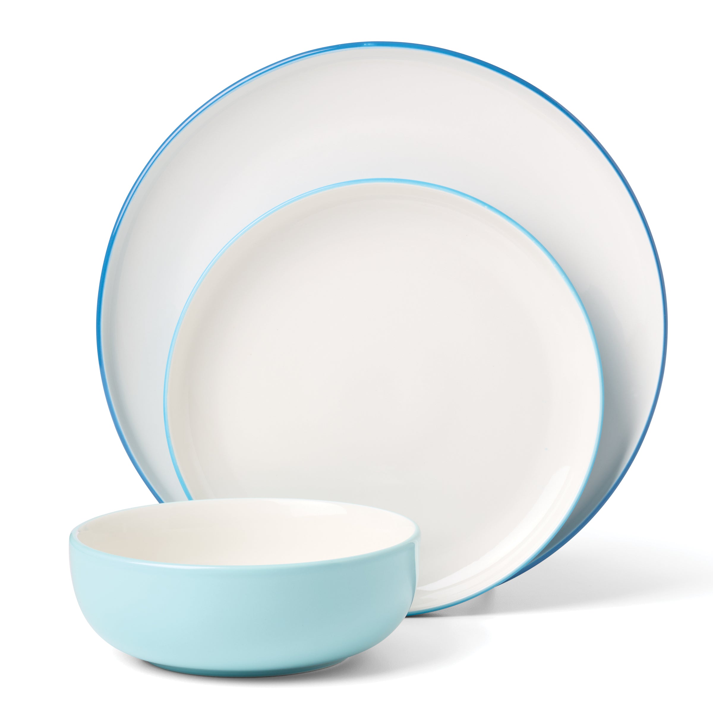 Thekbunny 24 Seven Colors Turquoise 12-Piece Dinnerware Set