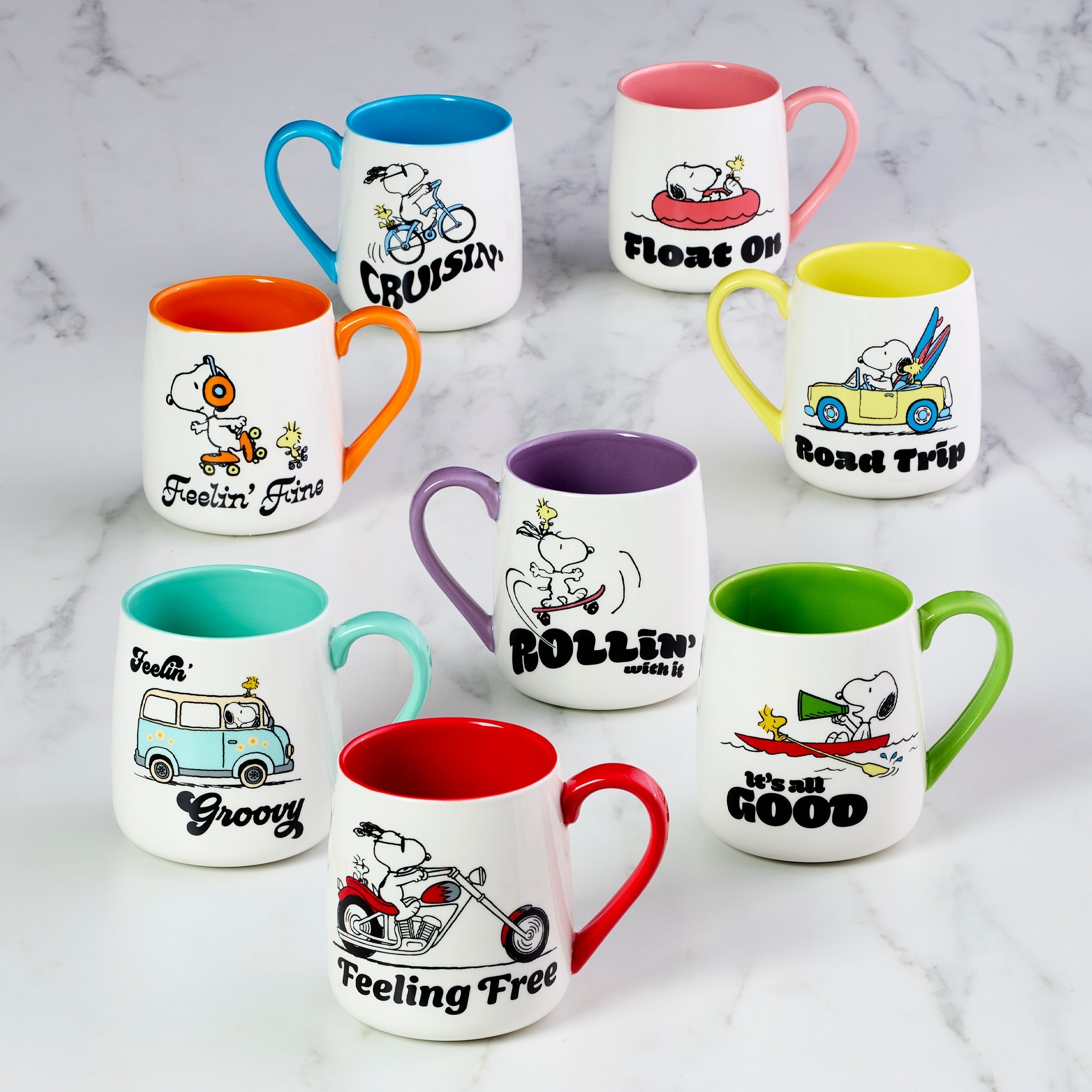 Thekbunny Peanuts Mugs - Set of 2 - Rollin  -All Good