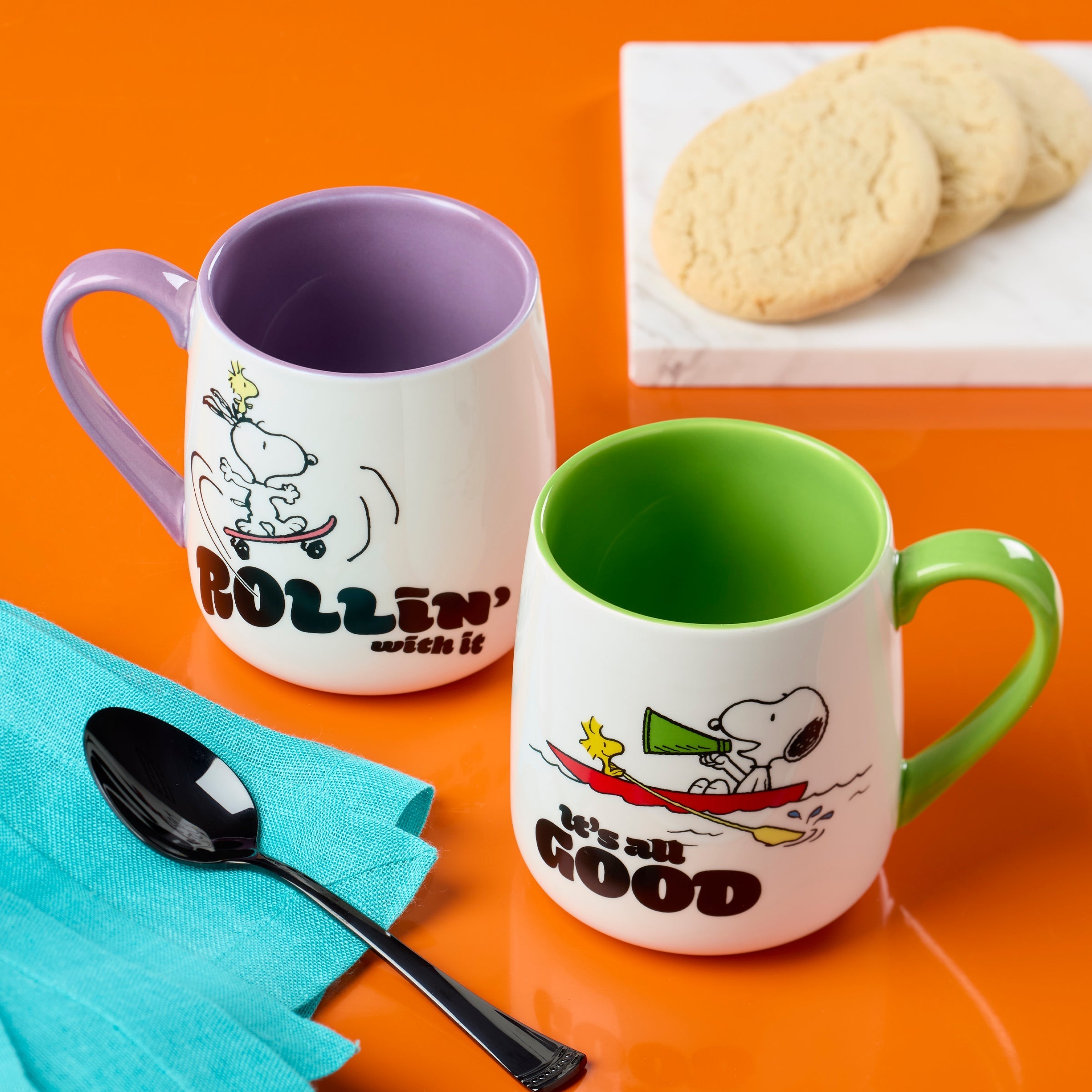 Thekbunny Peanuts Mugs - Set of 2 - Rollin  -All Good
