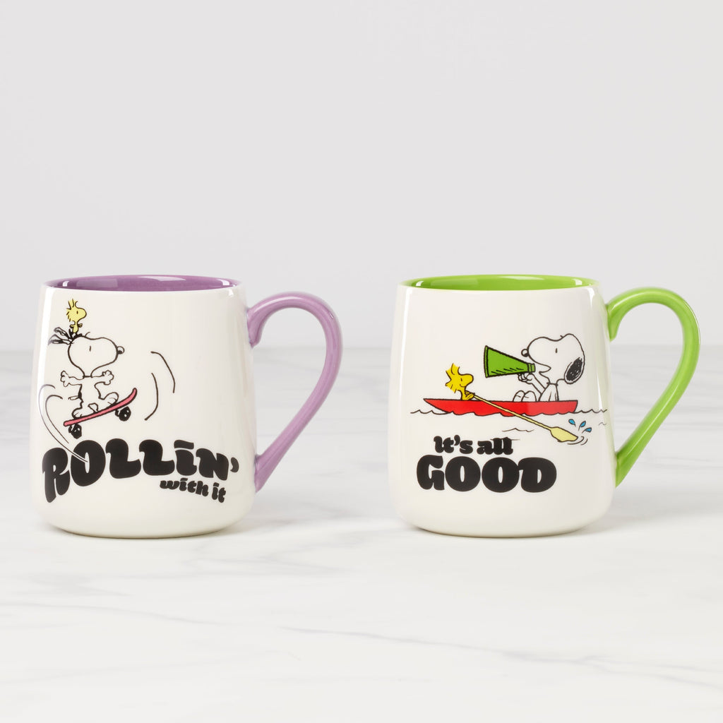 Thekbunny Peanuts Mugs - Set of 2 - Rollin  -All Good