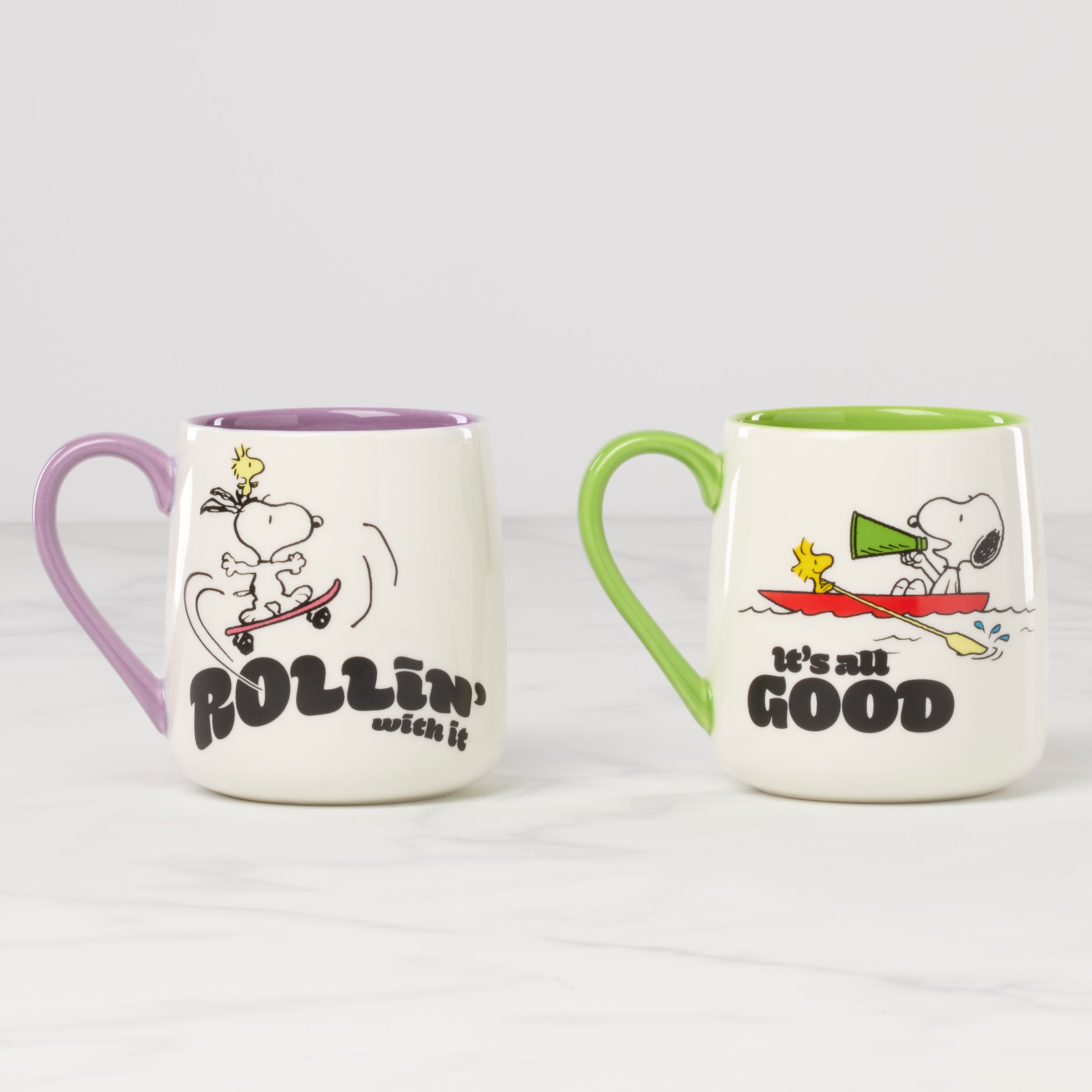 Thekbunny Peanuts Mugs - Set of 2 - Rollin  -All Good