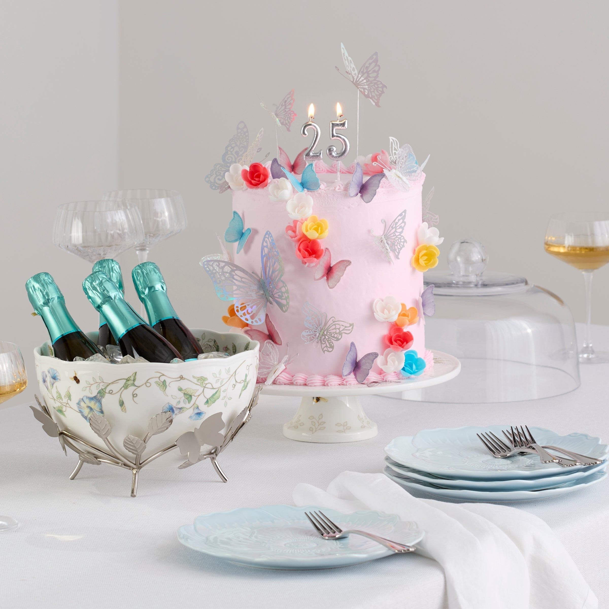 Thekbunny Butterfly Meadow 25th Anniversary Bowl With Stand