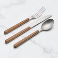 Thekbunny 24 Seven Mirror Faux Wood Handle 12 Piece Flatware Set