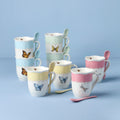 Thekbunny  Butterfly Meadow Color Mugs With Spoons - Set of 8