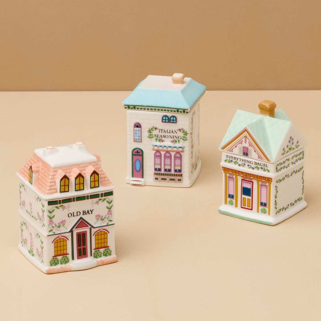 Thekbunny Spice Village 3-Piece Italian Market Spice Jar Set