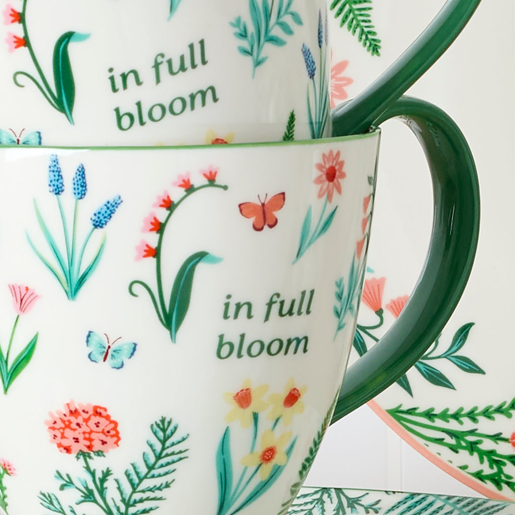 Thekbunny First Blooms Green Mugs - Set of 2