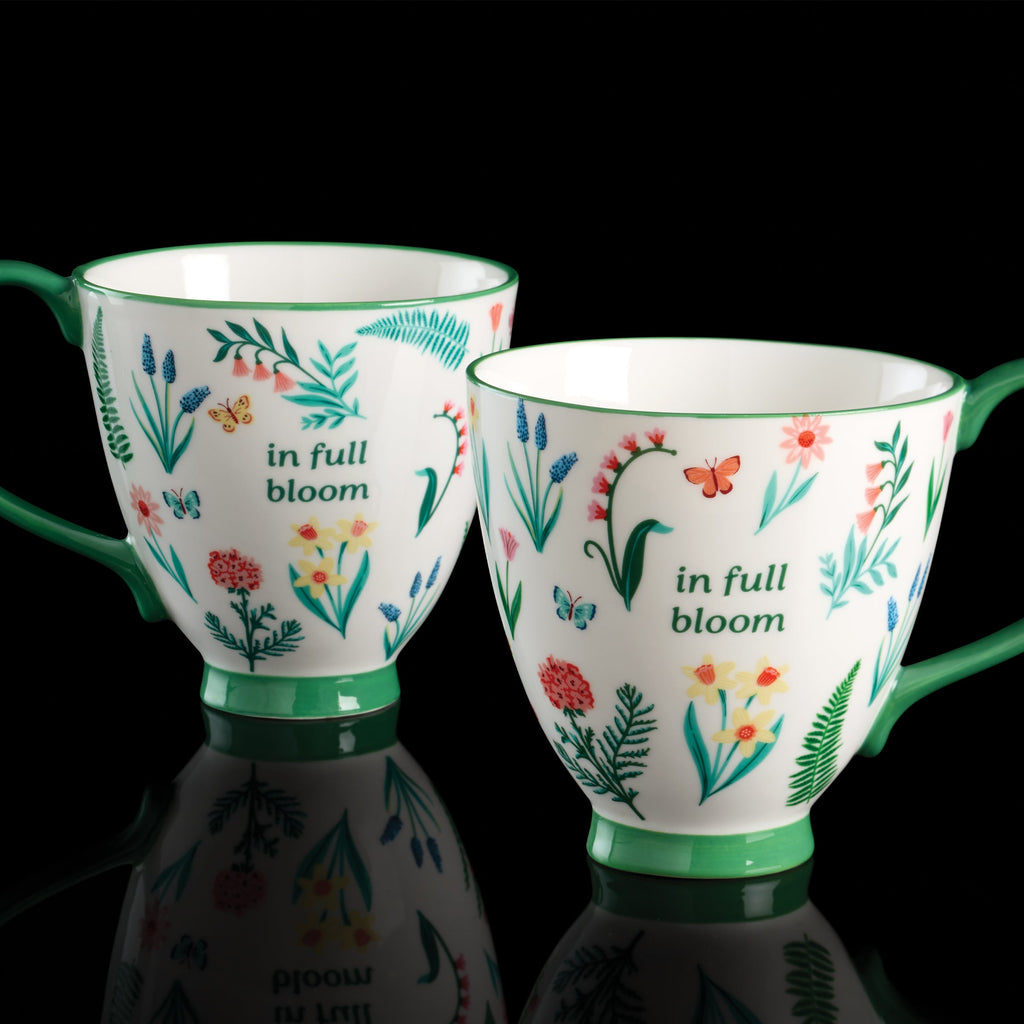 Thekbunny First Blooms Green Mugs - Set of 2