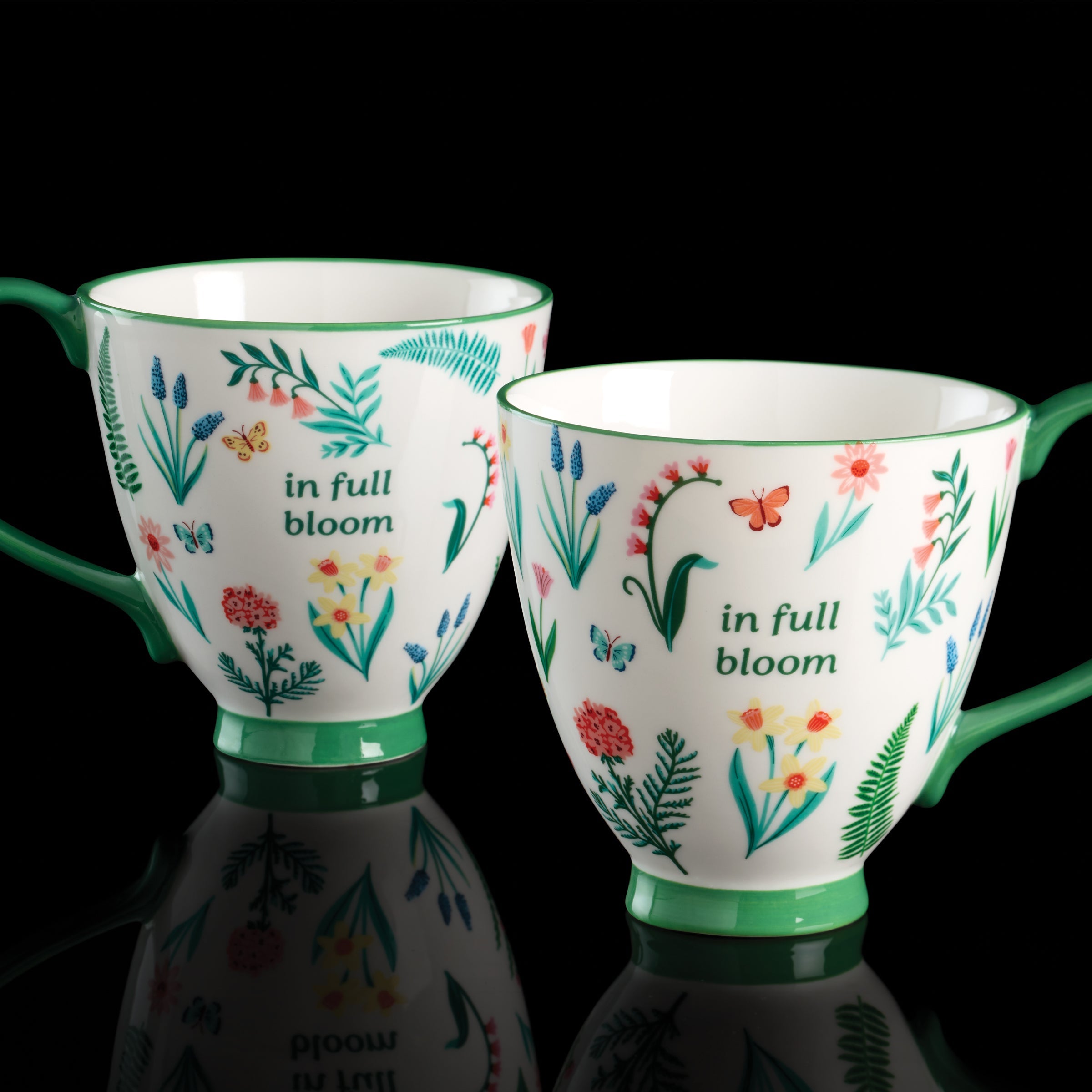 Thekbunny First Blooms Green Mugs - Set of 2