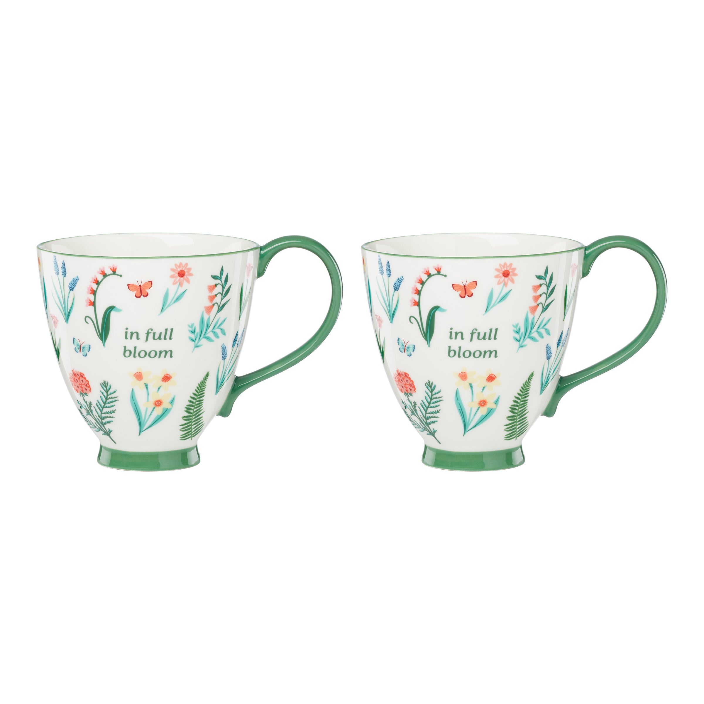 Thekbunny First Blooms Green Mugs - Set of 2