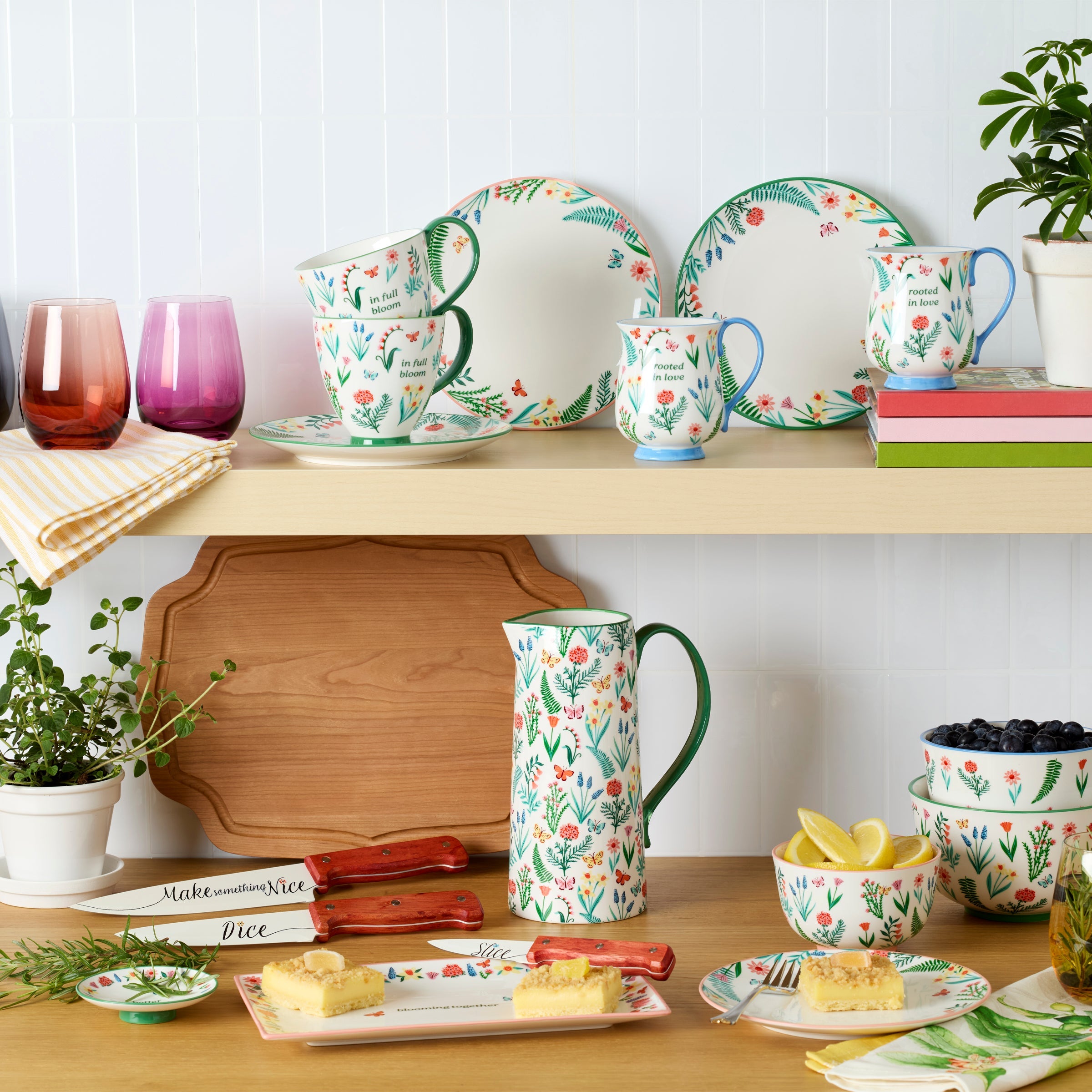 Thekbunny First Blooms Green Mugs - Set of 2