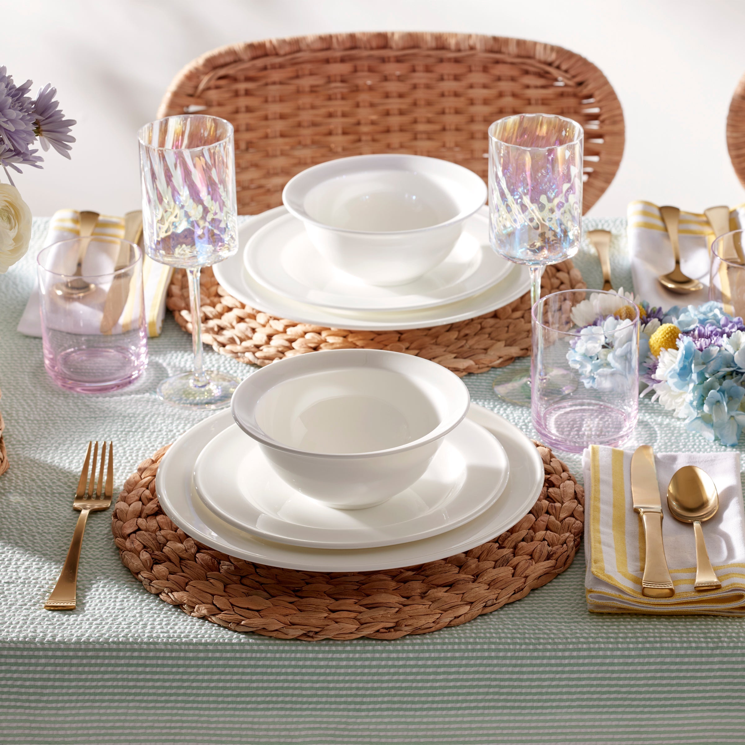 Thekbunny Tuscany Classics Iridescent White Wine Glasses - Set Of 4