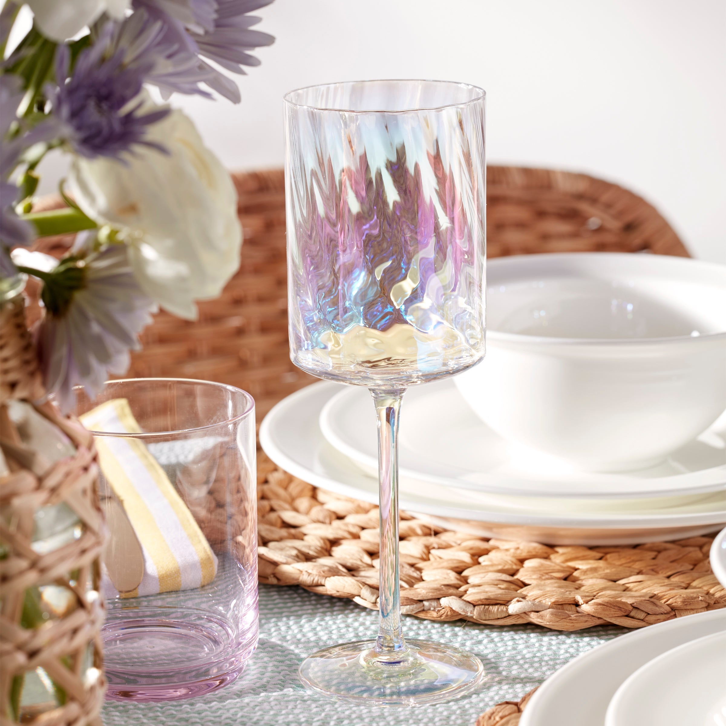 Thekbunny Tuscany Classics Iridescent White Wine Glasses - Set Of 4