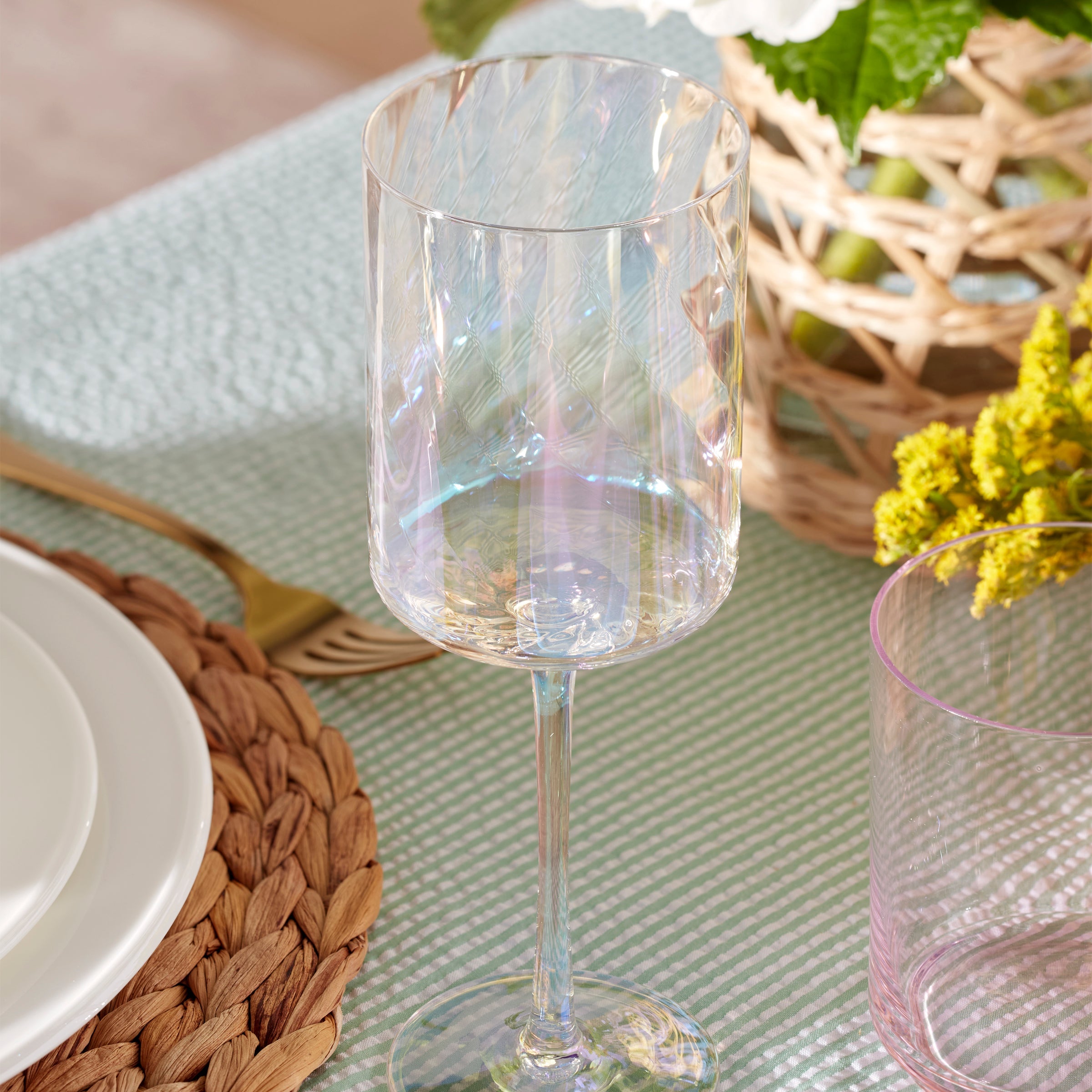 Thekbunny Tuscany Classics Iridescent White Wine Glasses - Set Of 4