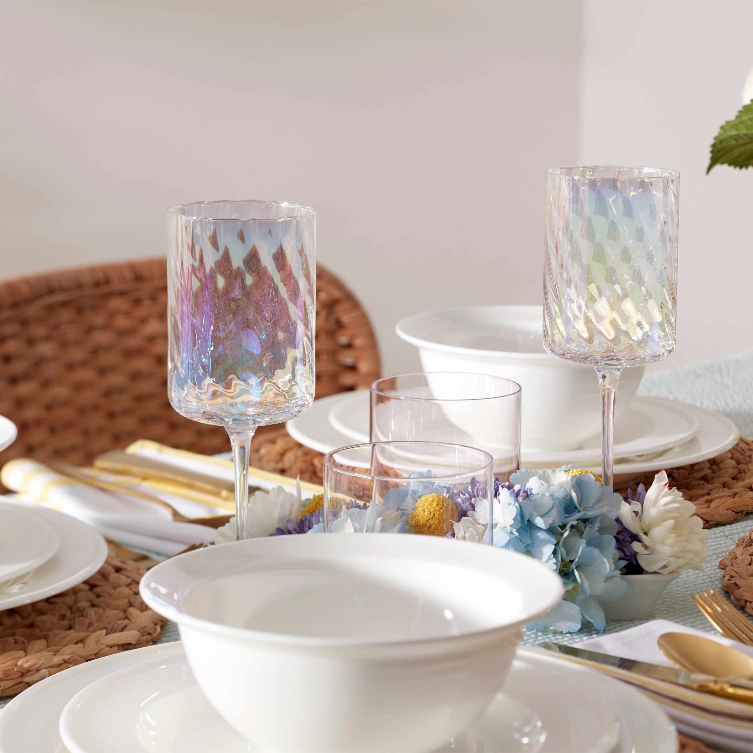 Thekbunny Tuscany Classics Iridescent White Wine Glasses - Set Of 4
