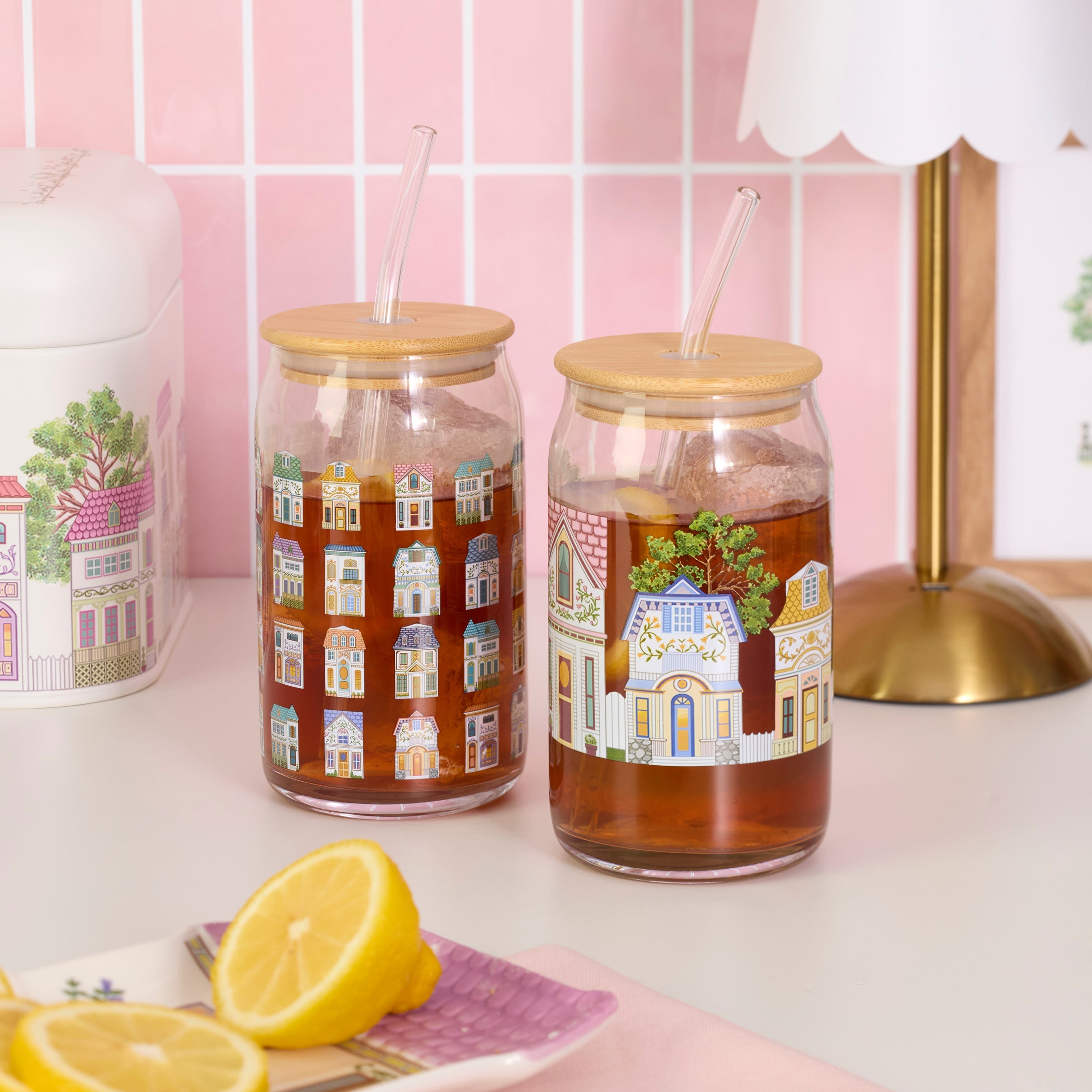 Thekbunny Spice Village Can Cooler Glasses, Set of 2