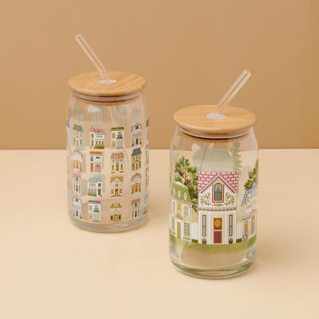 Thekbunny Spice Village Can Cooler Glasses, Set of 2