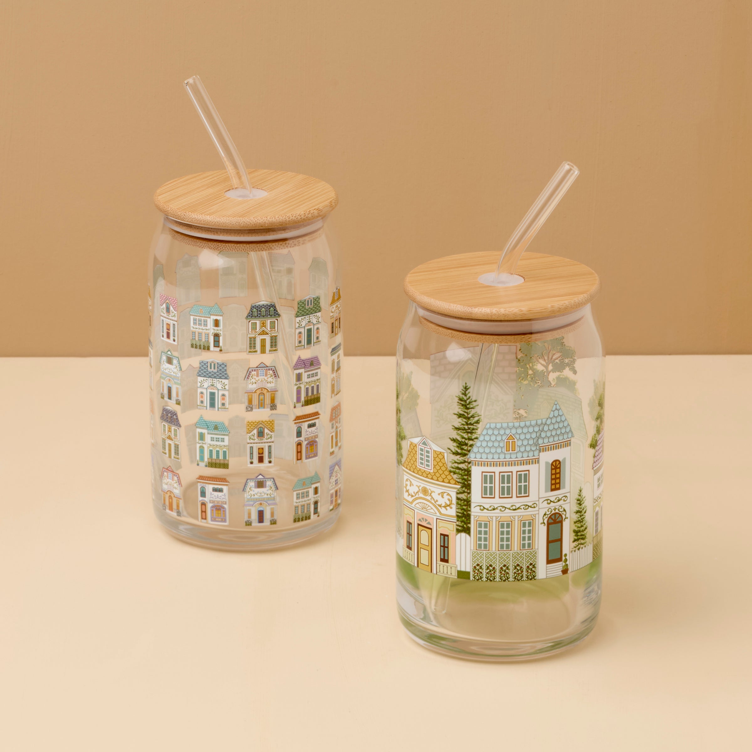 Thekbunny Spice Village Can Cooler Glasses, Set of 2