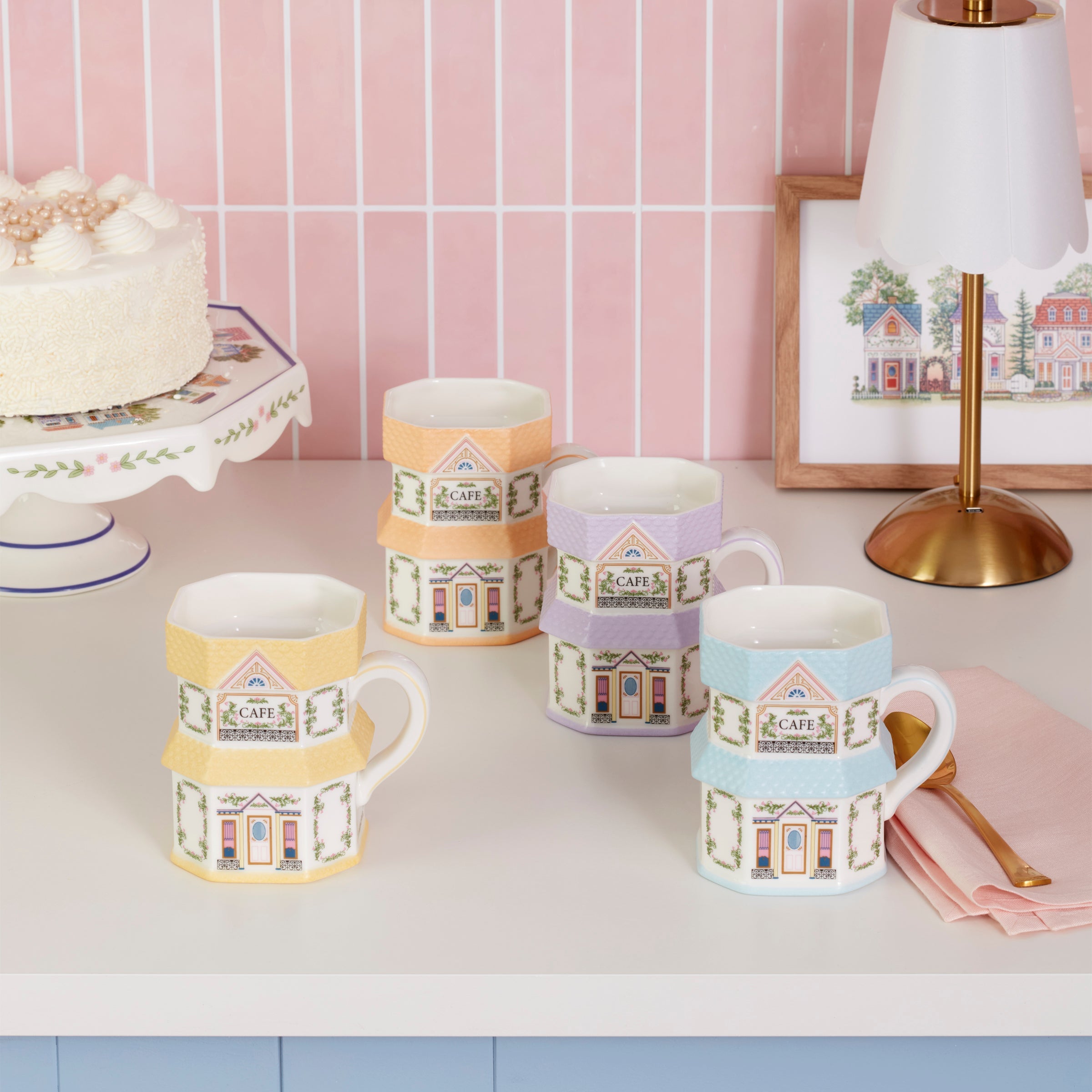 Thekbunny Thekbunny Spice Village Mugs, Set of 4