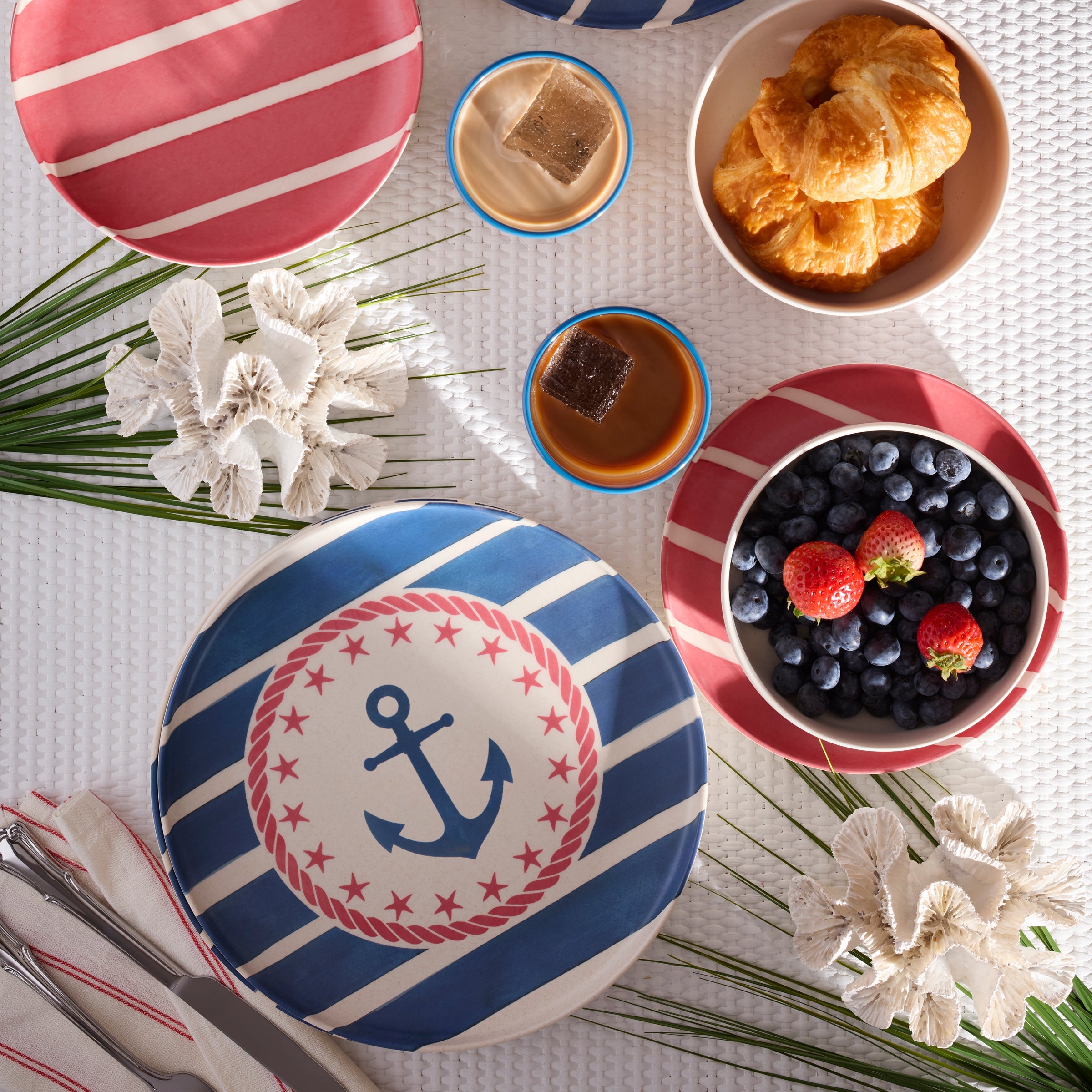 Thekbunny 24 Seven Melamine Nautical 18-Piece Dinnerware Set