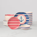 Thekbunny 24 Seven Melamine Nautical 24-Piece Dinnerware Set