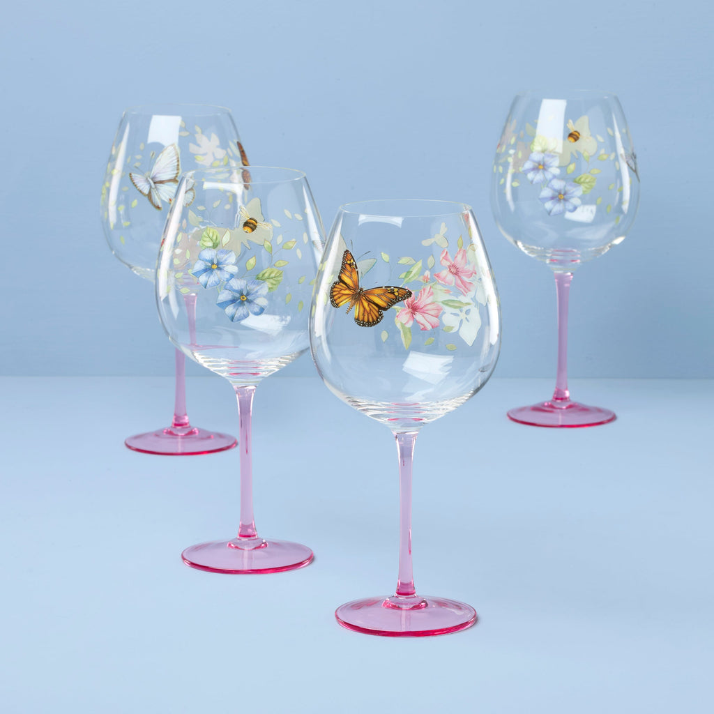 Thekbunny Butterfly Meadow Pink Decal Balloon, Set of 4