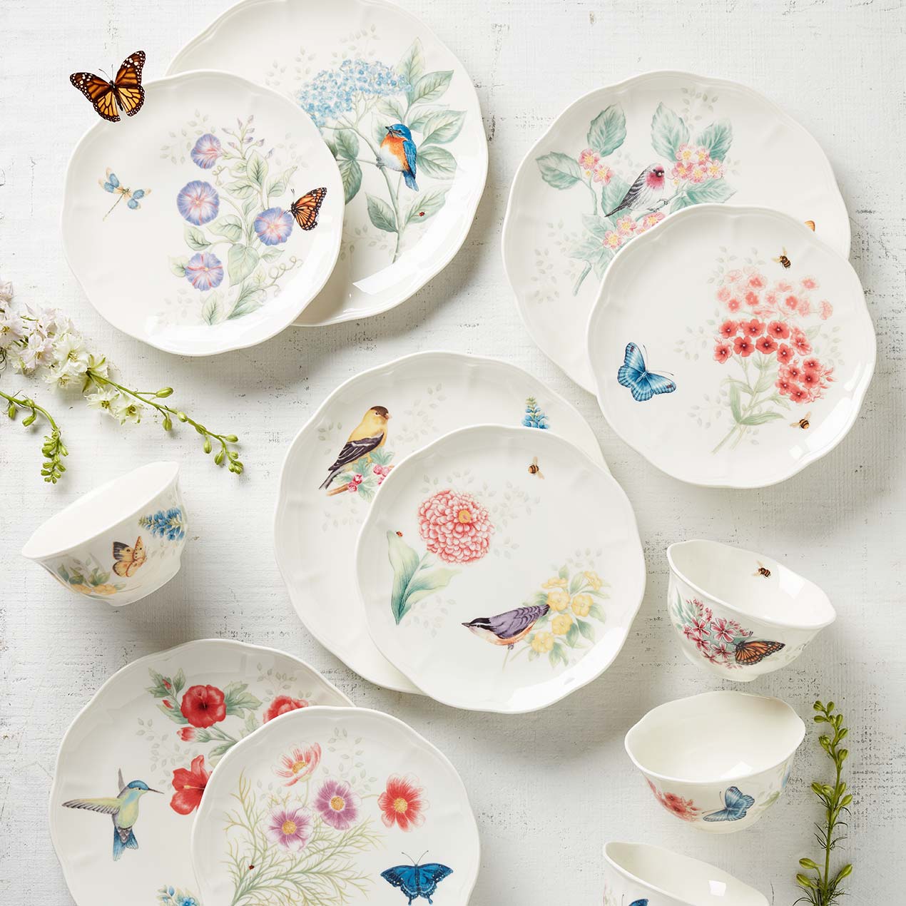 Thekbunny  Butterfly Meadow Flutter Mugs - Set of 4