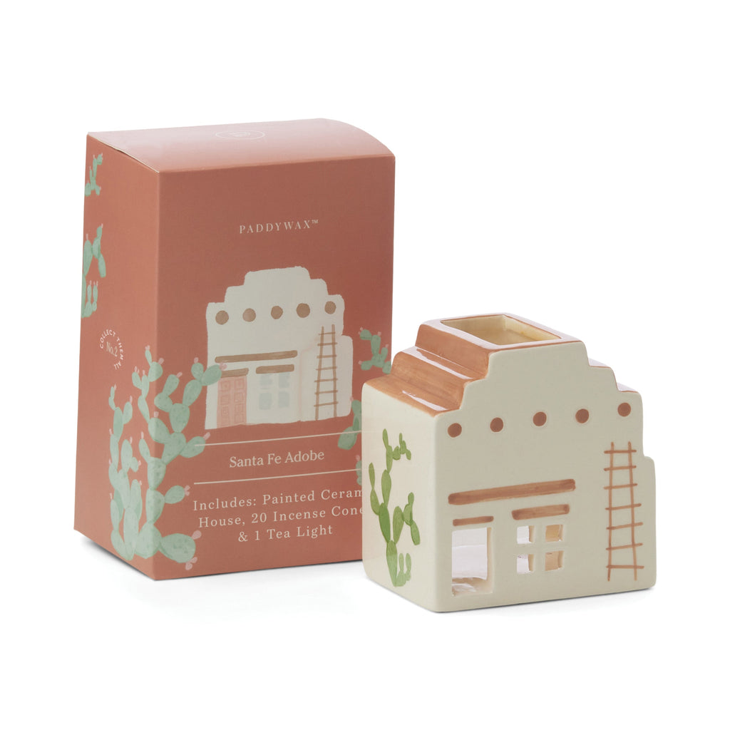Thekbunny Incense House with Tea Light + 20 Cones, Santa Fe Adobe